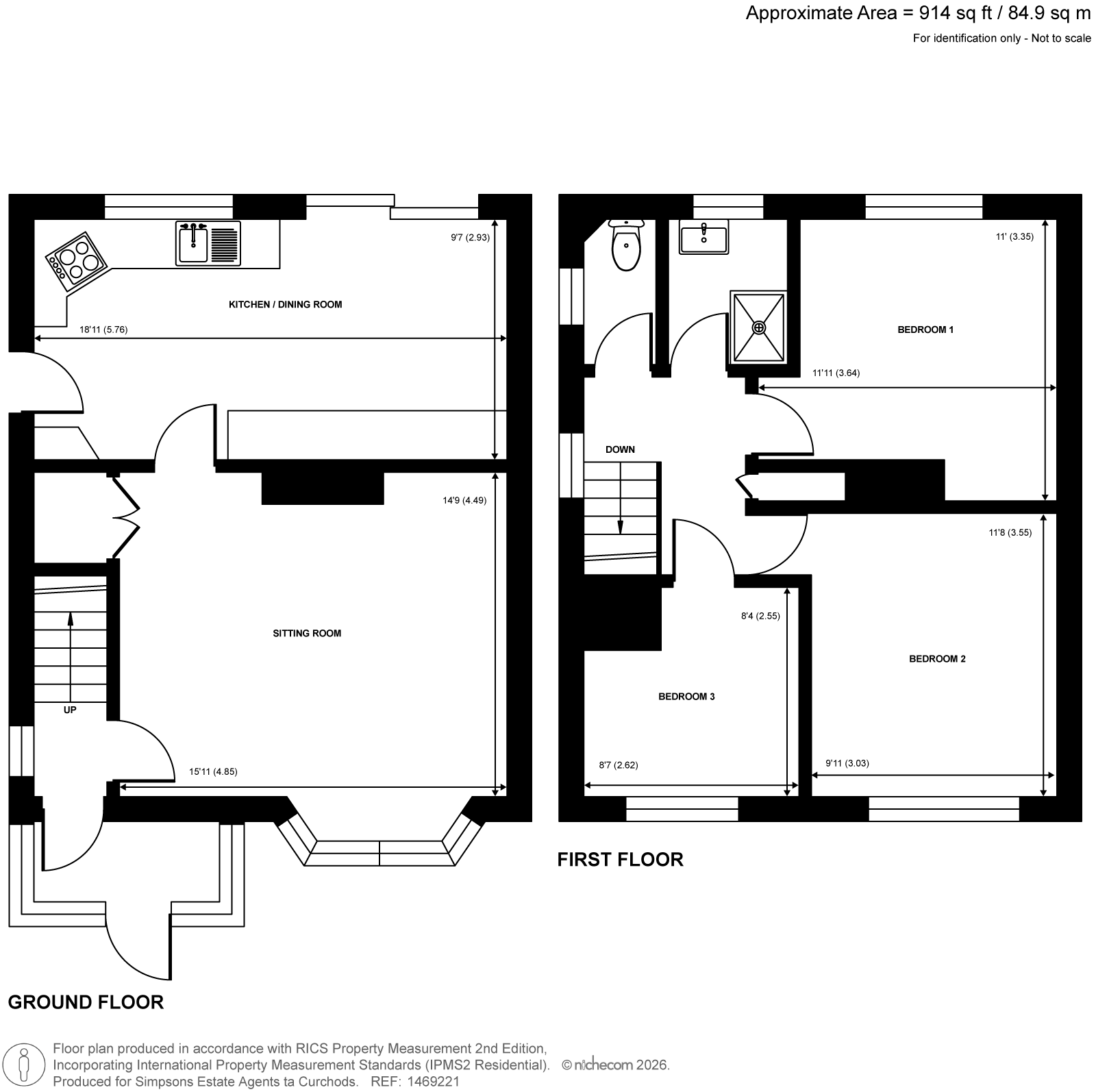 28, Bowling Green Road, Chobham floorplan