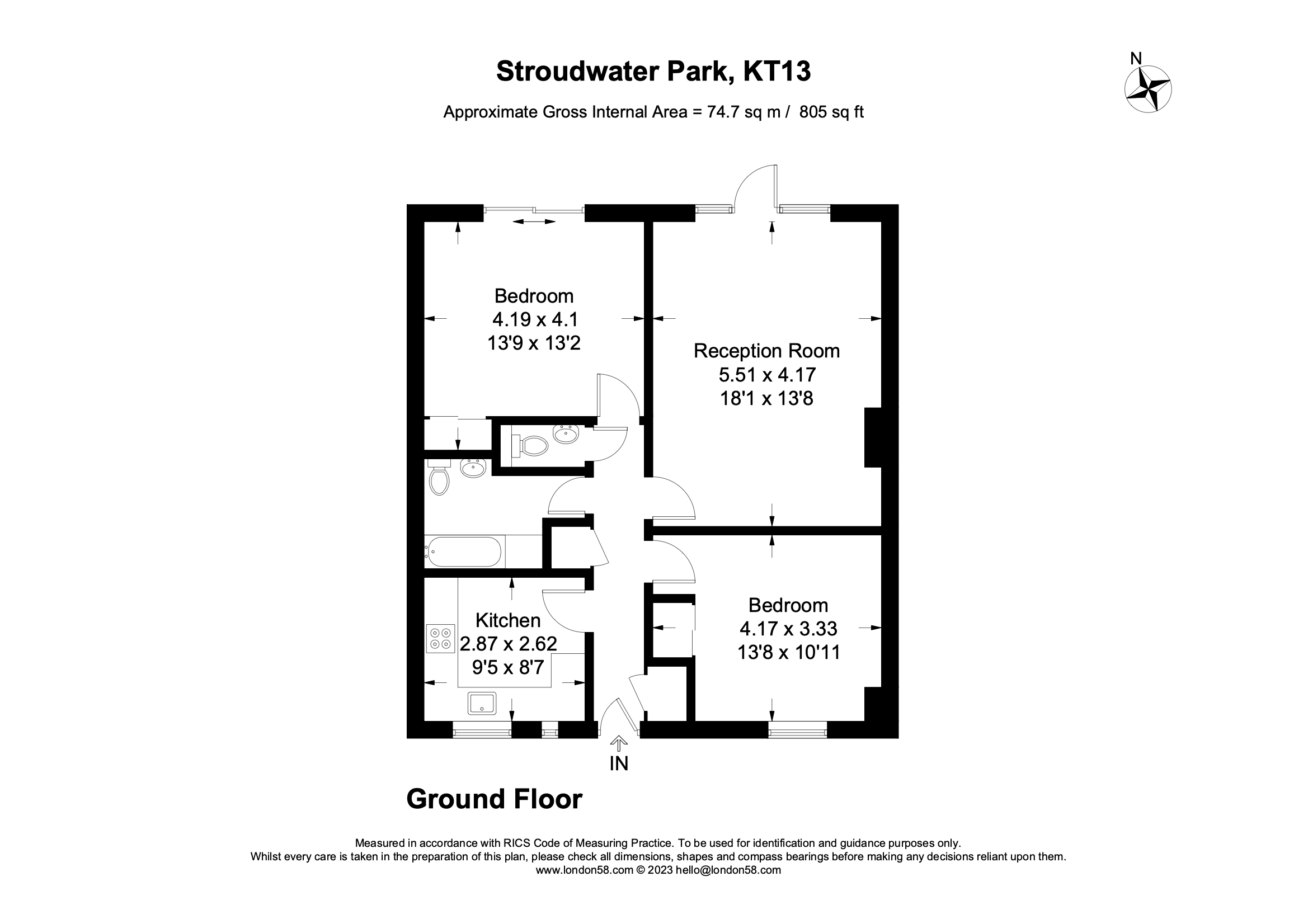 Stroudwater Park, Weybridge, Surrey KT13, 2 bedroom flat for sale