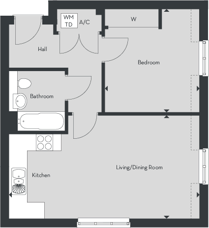 1 Bedrooms Flat for sale in 
