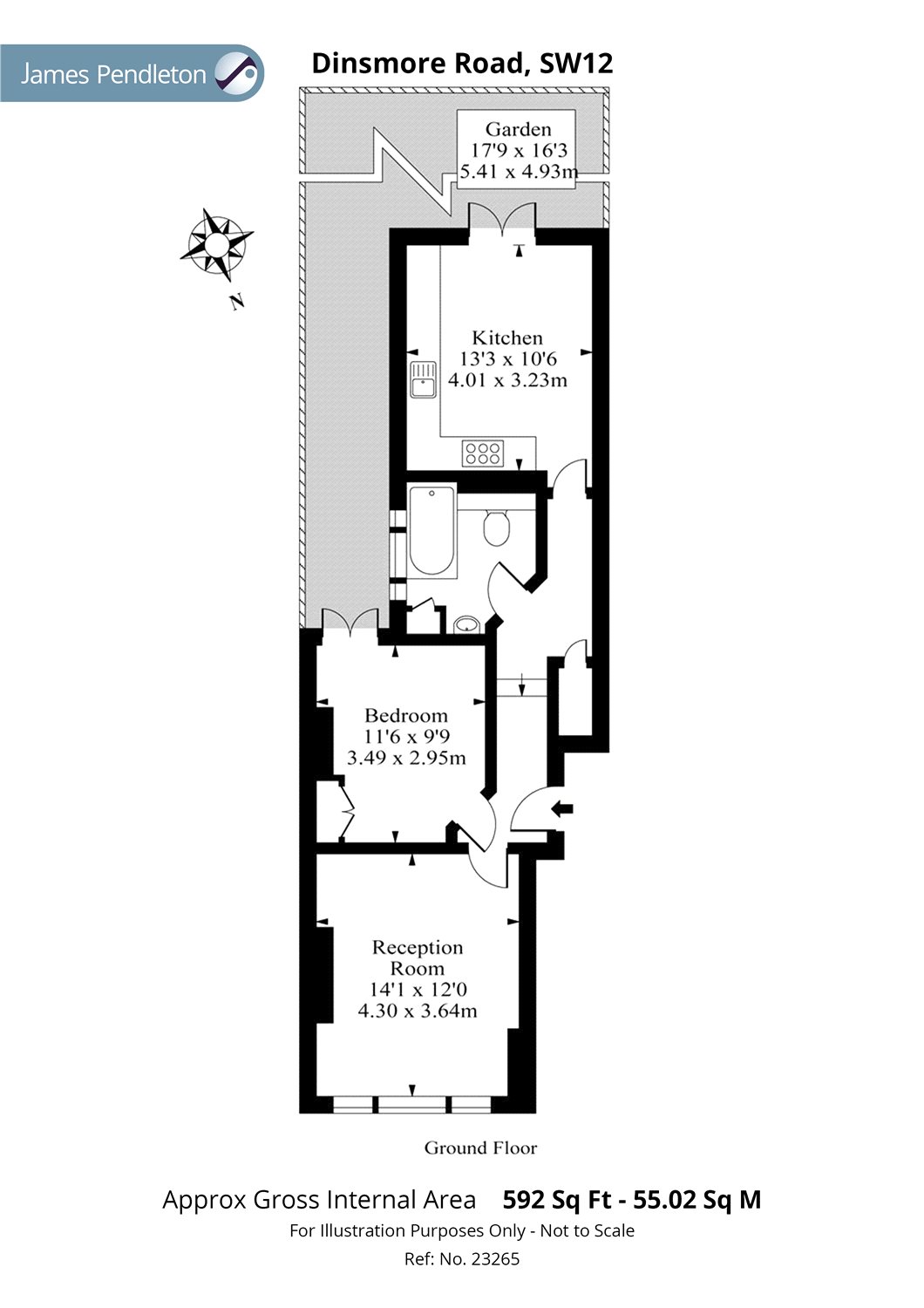 1 Bedrooms Flat to rent in Dinsmore Road, Clapham South, London SW12