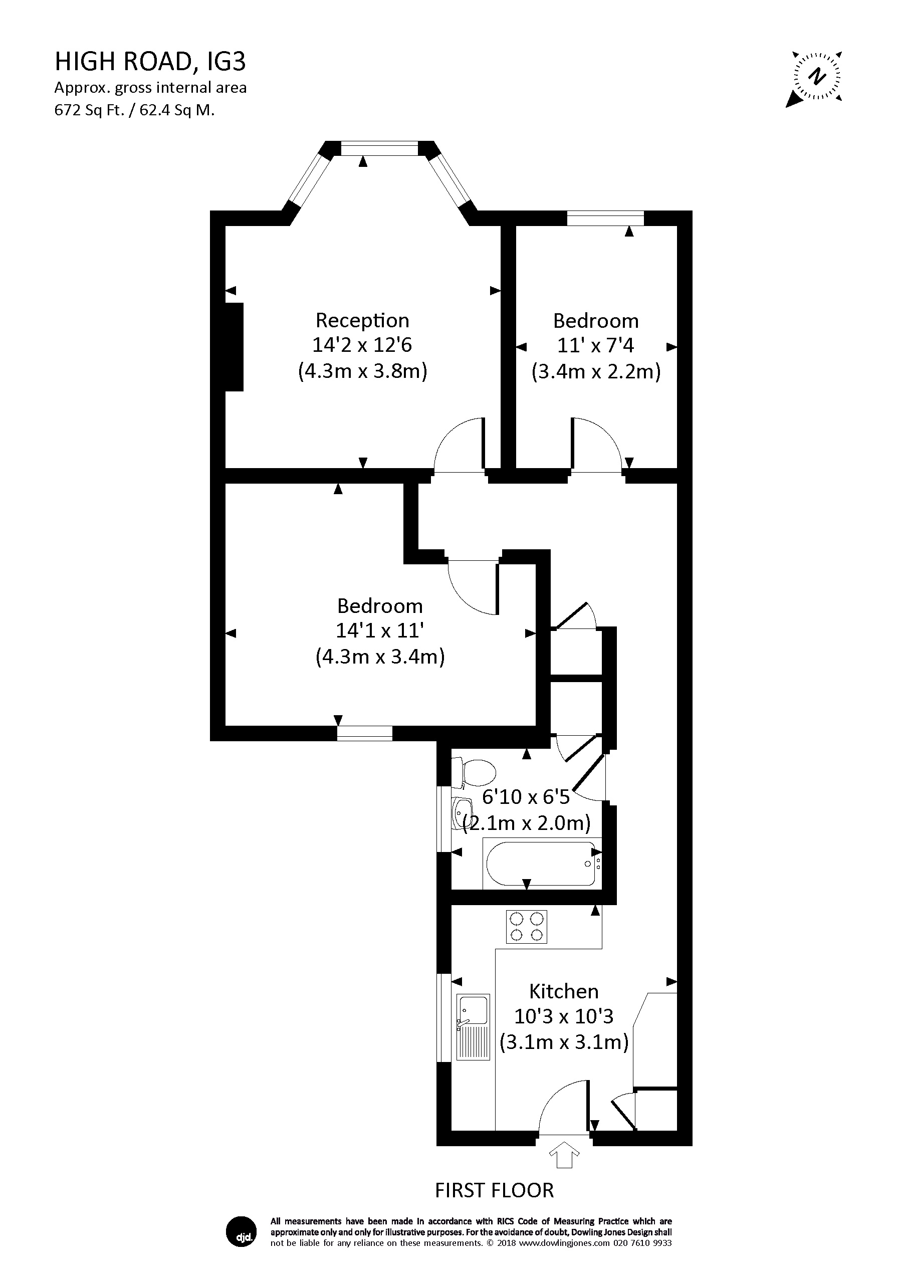 2 Bedrooms Flat to rent in High Road, Seven Kings, Ilford IG3