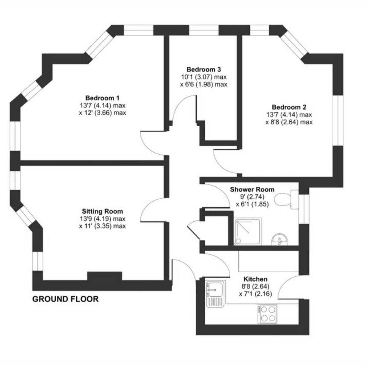 Flat Flat 52, Barons Court, Church Lane, London floorplan