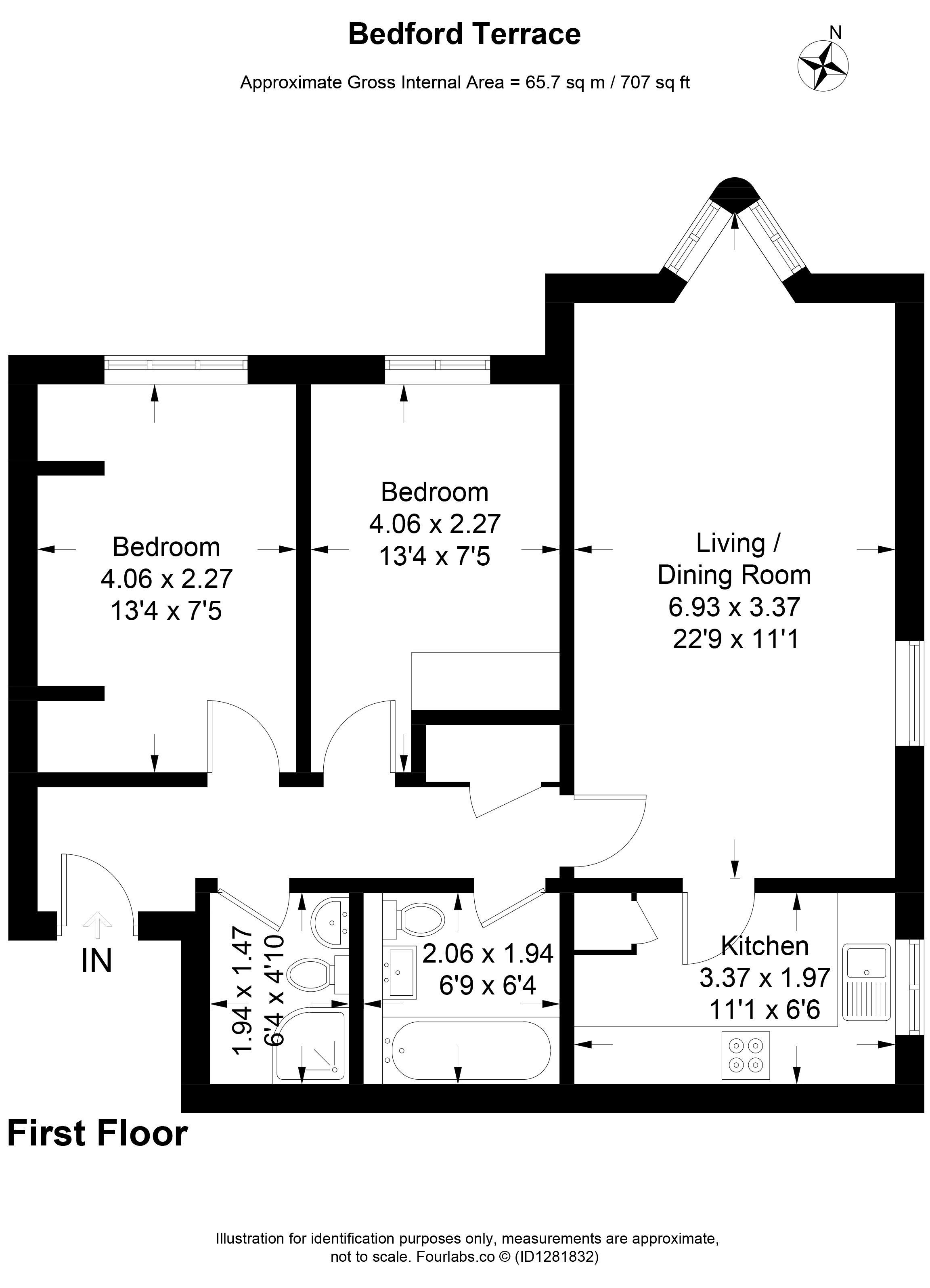 Flat 27, Bedford Terrace, 40, Cedar Road, Sutton floorplan