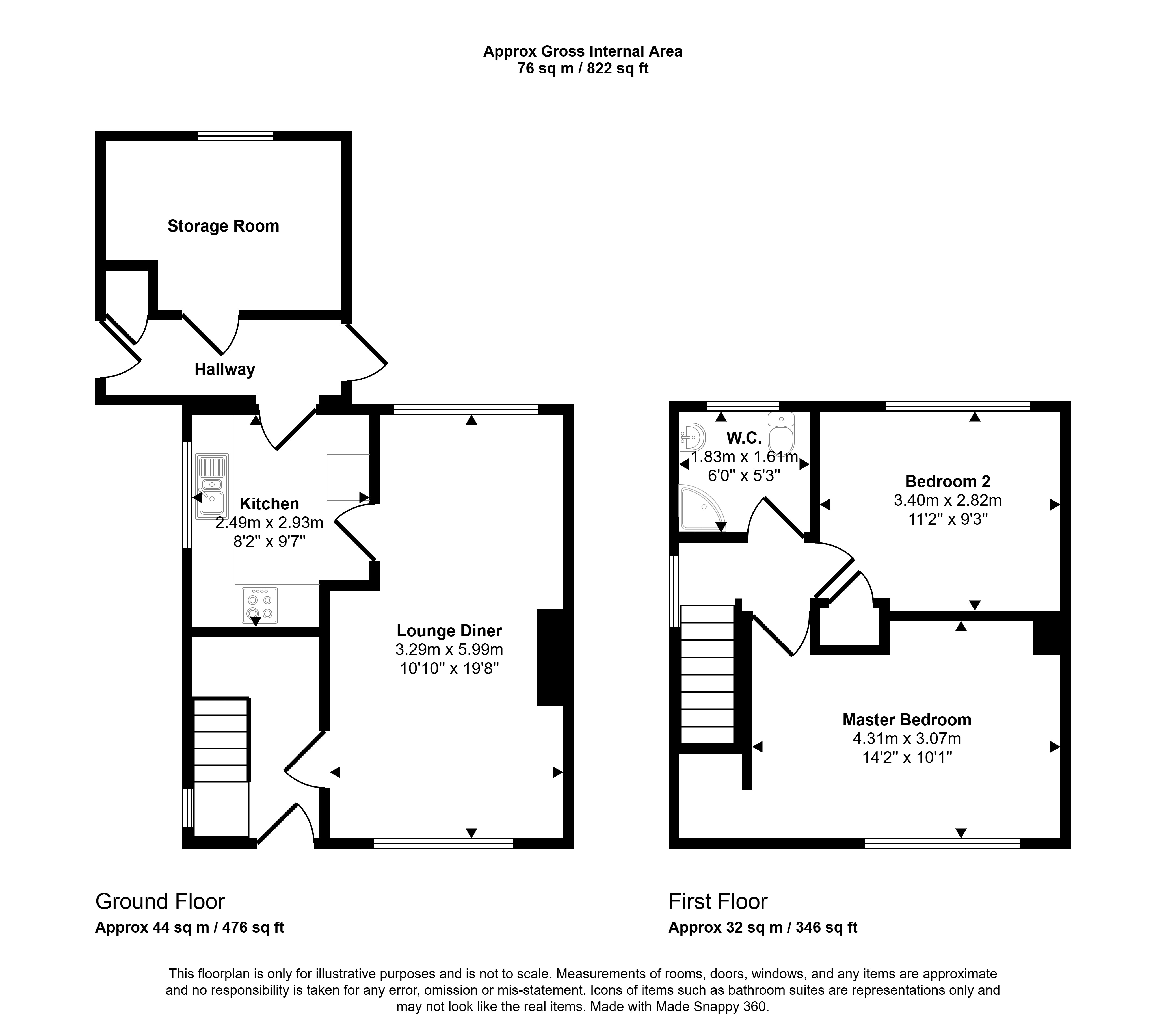 38, Deneside, Cramlington floorplan