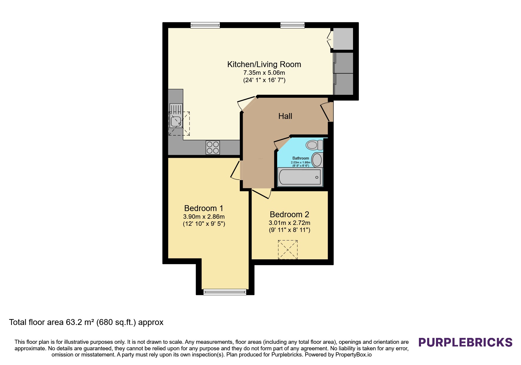 Flat 3, 114 Cottington Road, Feltham floorplan