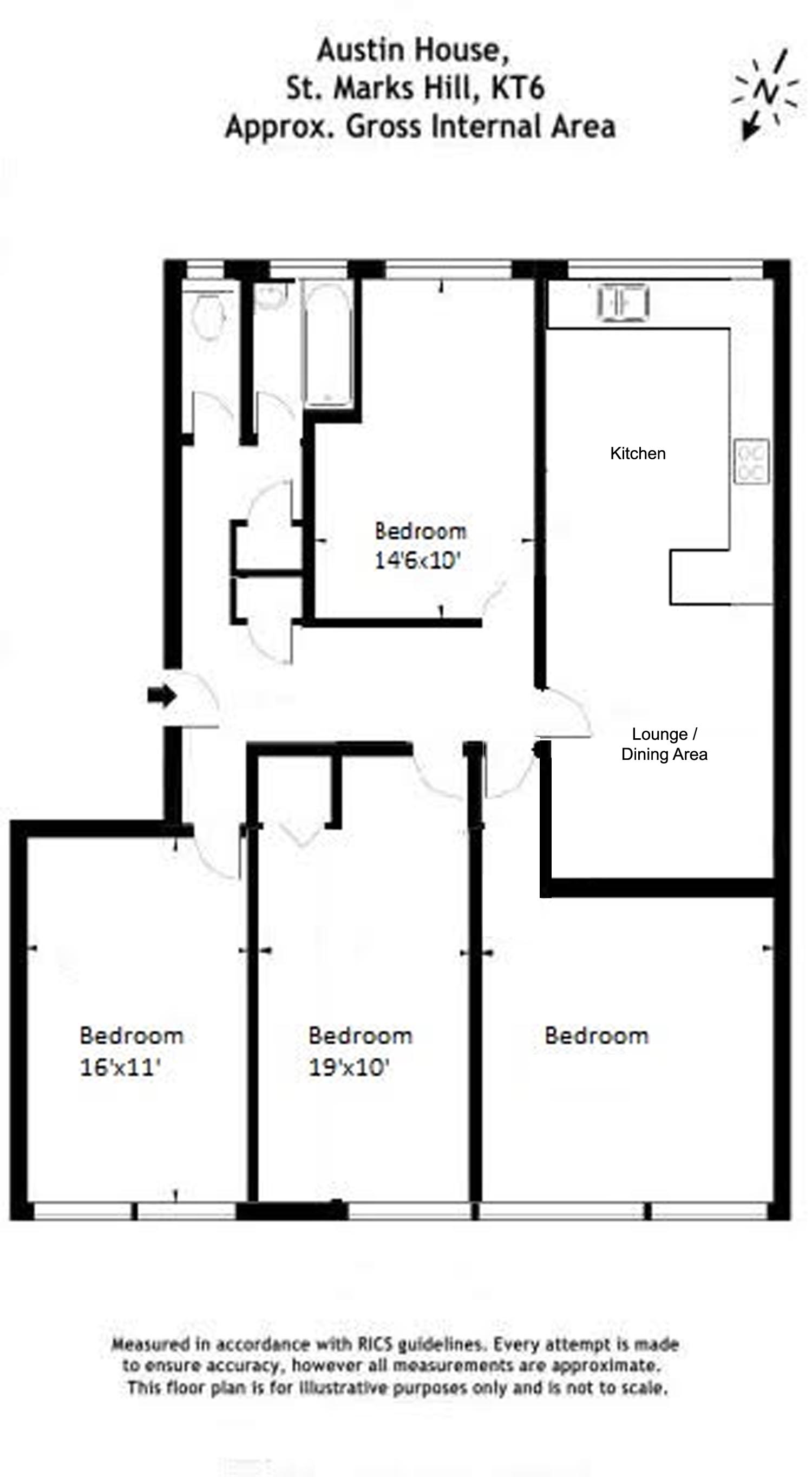 3 Austin House, St Marks Hill Road, Surbiton floorplan