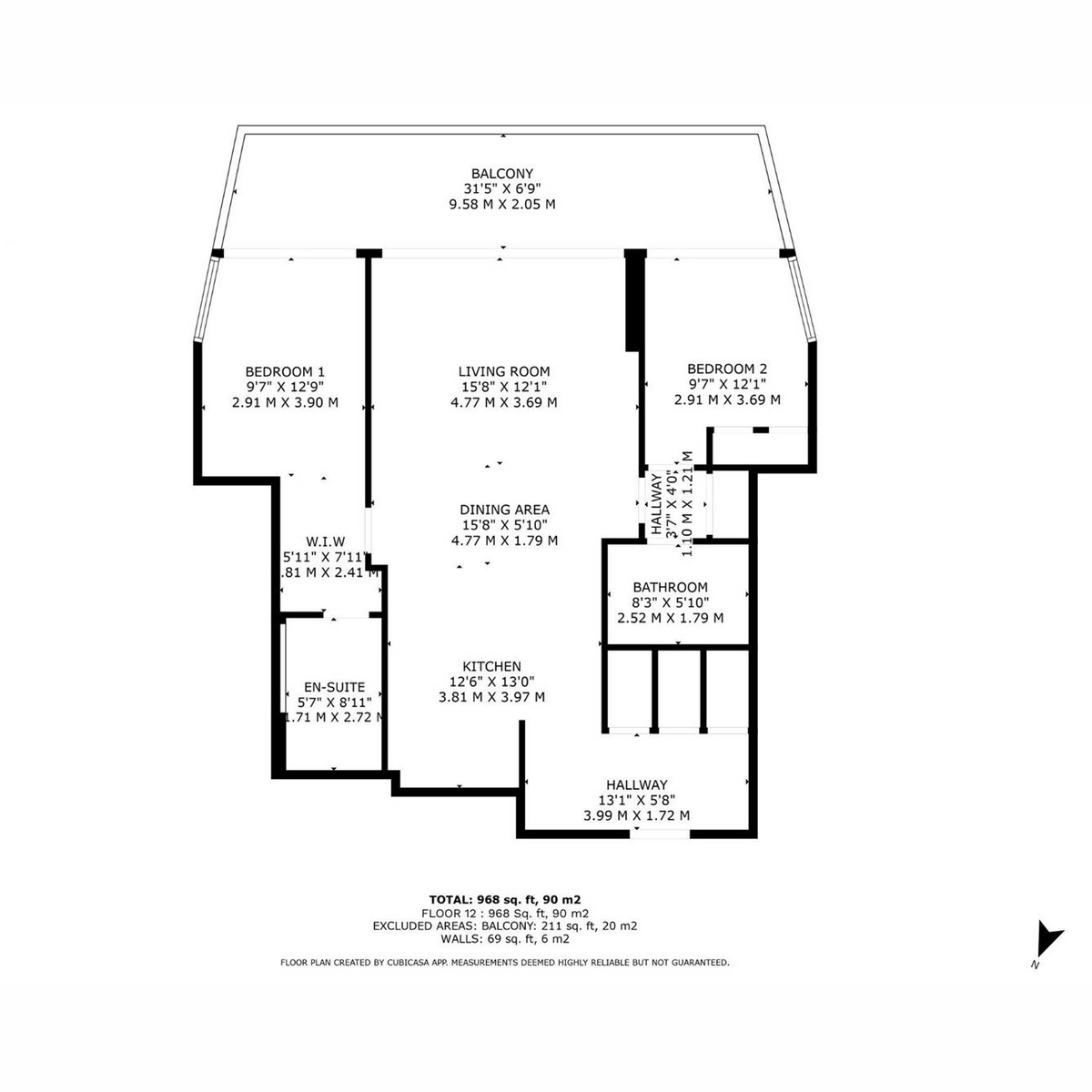 Flat 1201, 3, Merchant Square, London floorplan