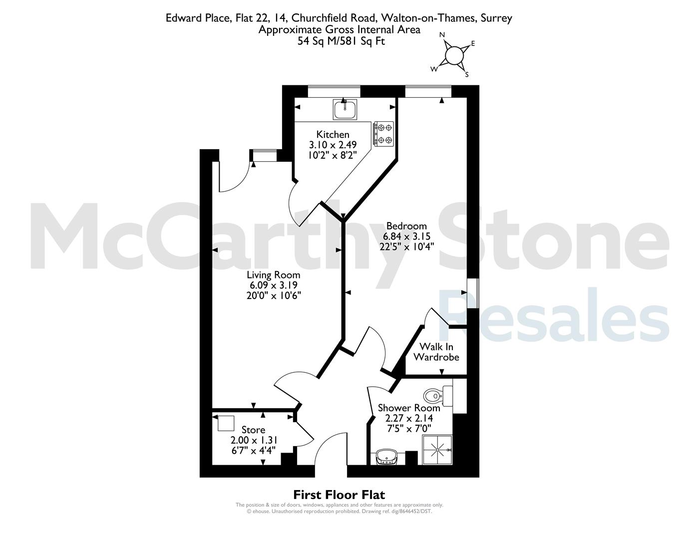 22 Edward Place, Churchfield Road, Walton-On-Thames floorplan