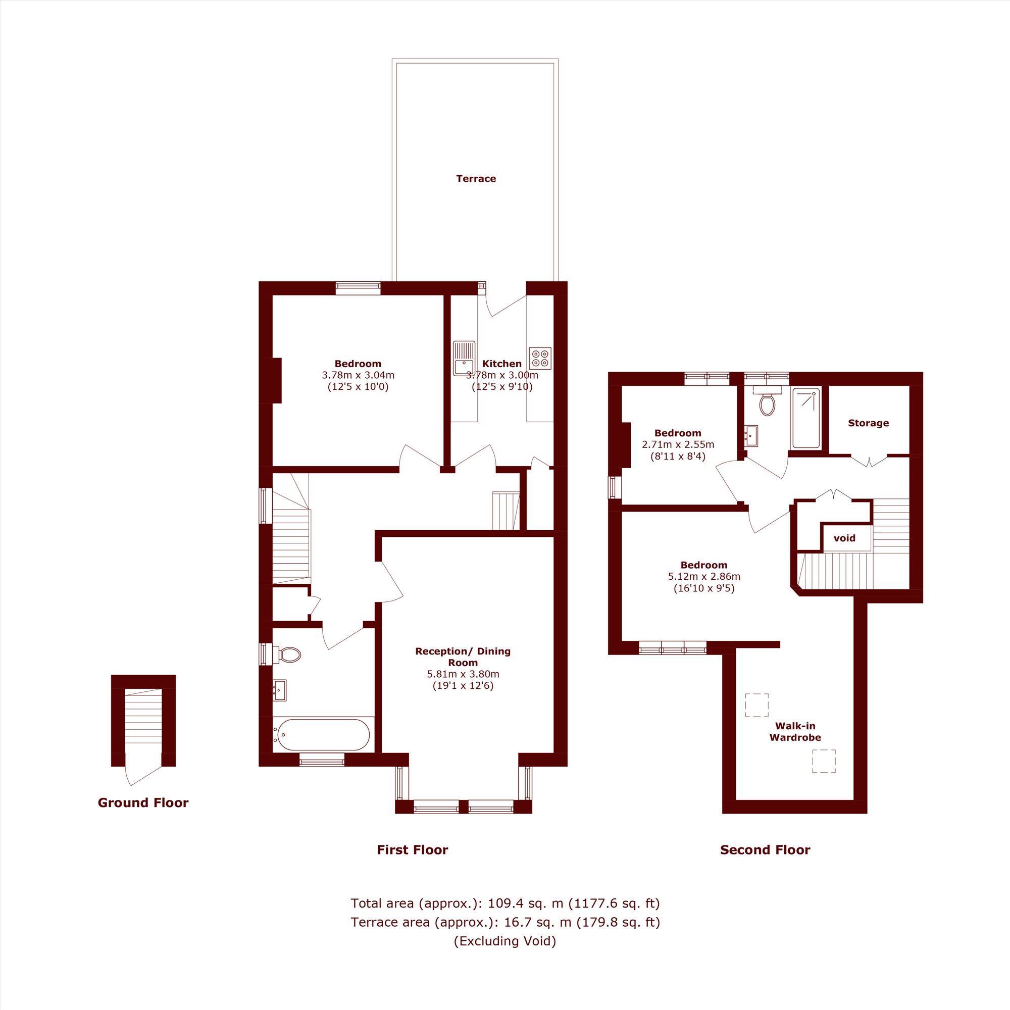 First Floor Flat, 112, Wellesley Road, London floorplan
