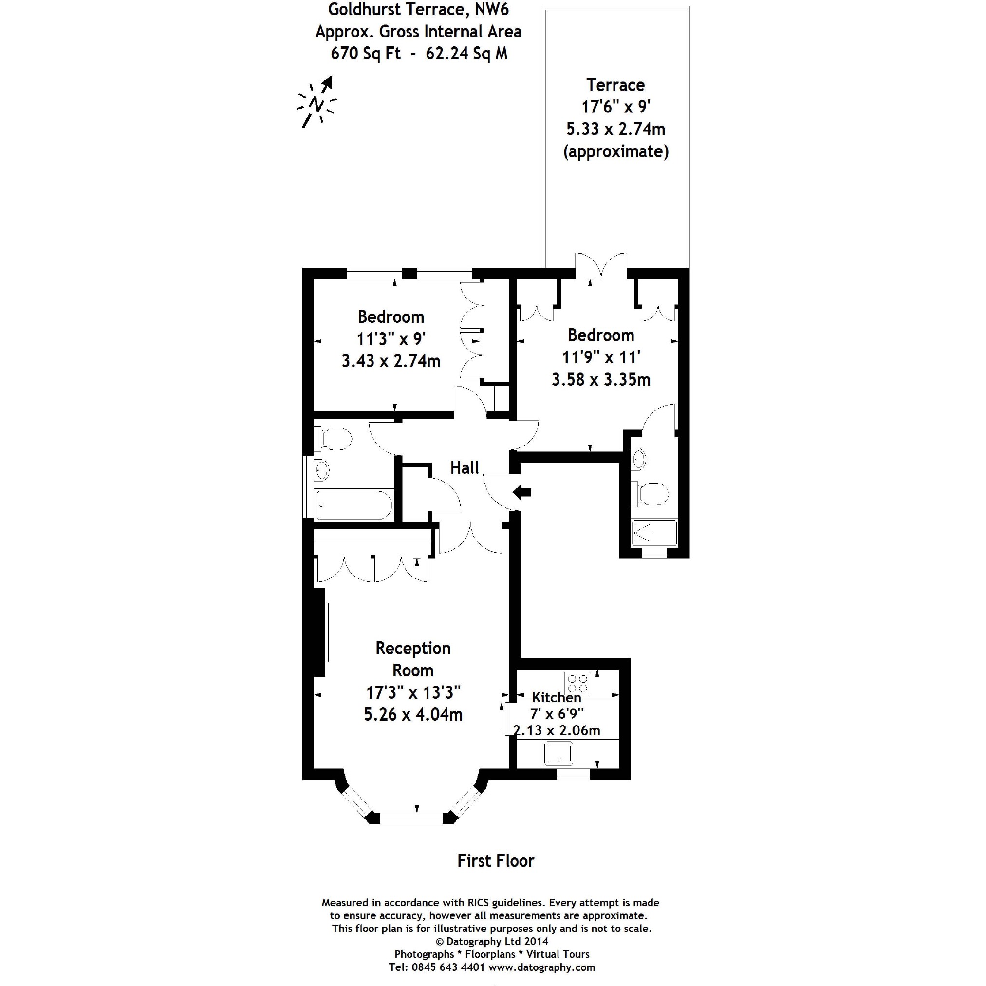 2 Bedrooms Flat to rent in Goldhurst Terrace, South Hampstead, London NW6