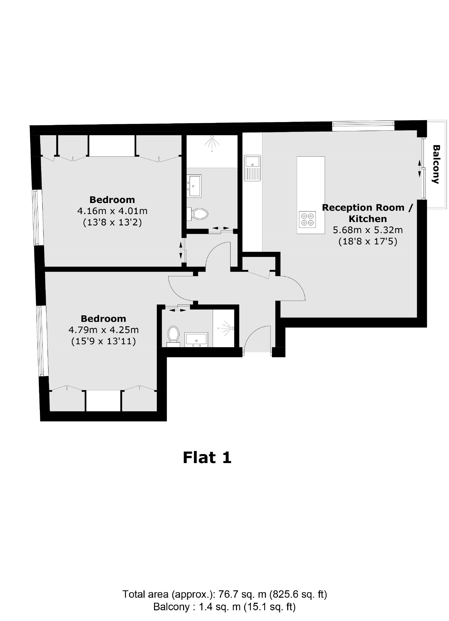 Flat 1, 35, Cremer Street, London floorplan