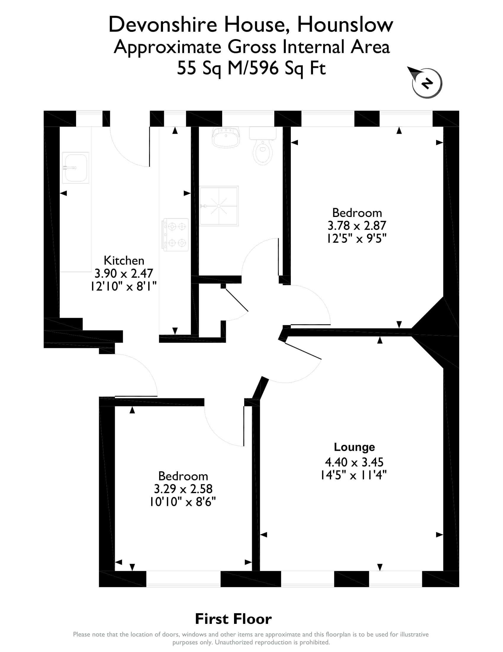 2 Bedrooms Flat for sale in Devonshire House, Hounslow TW3