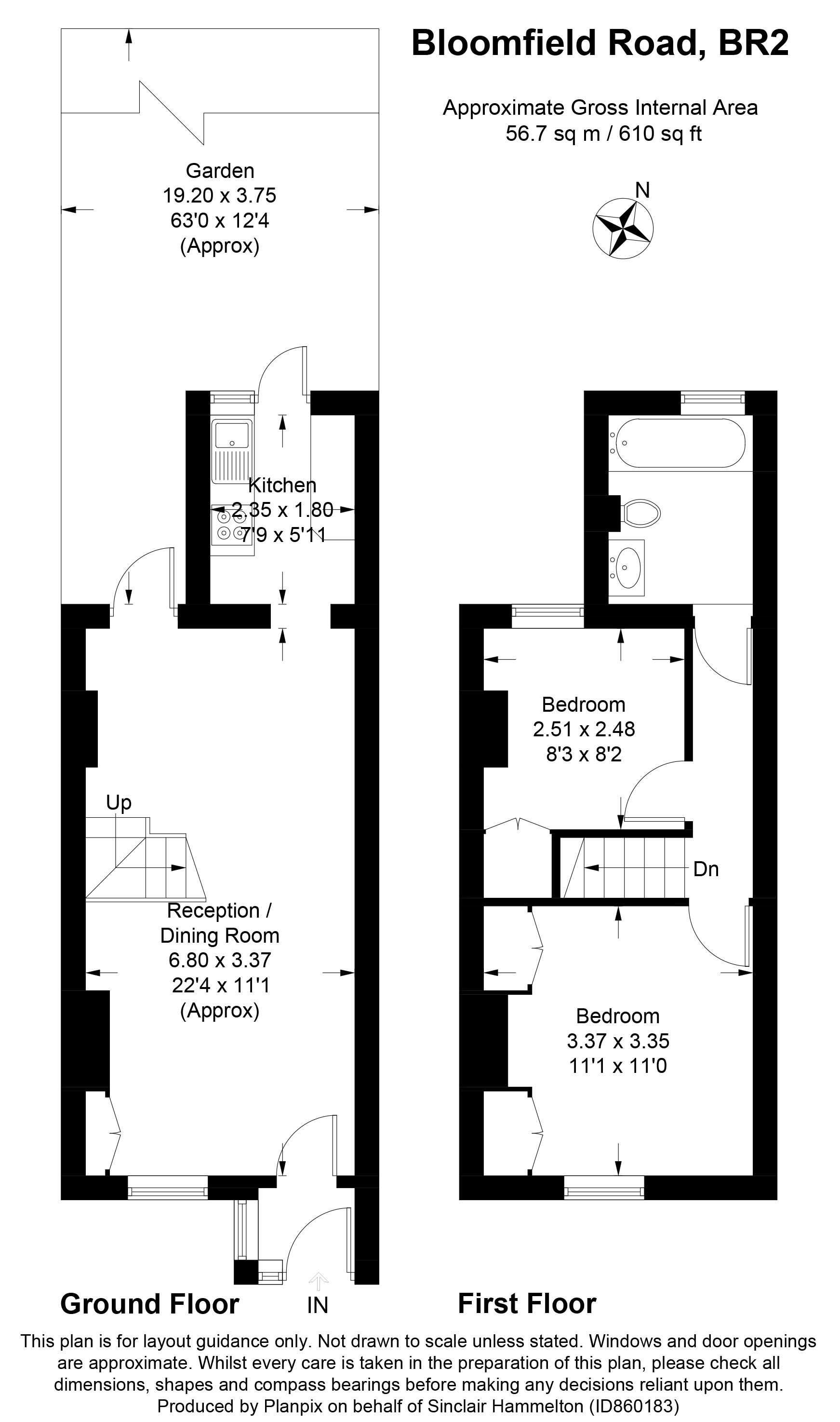 Bloomfield Road, Bromley, Kent BR2, 2 bedroom end terrace house for