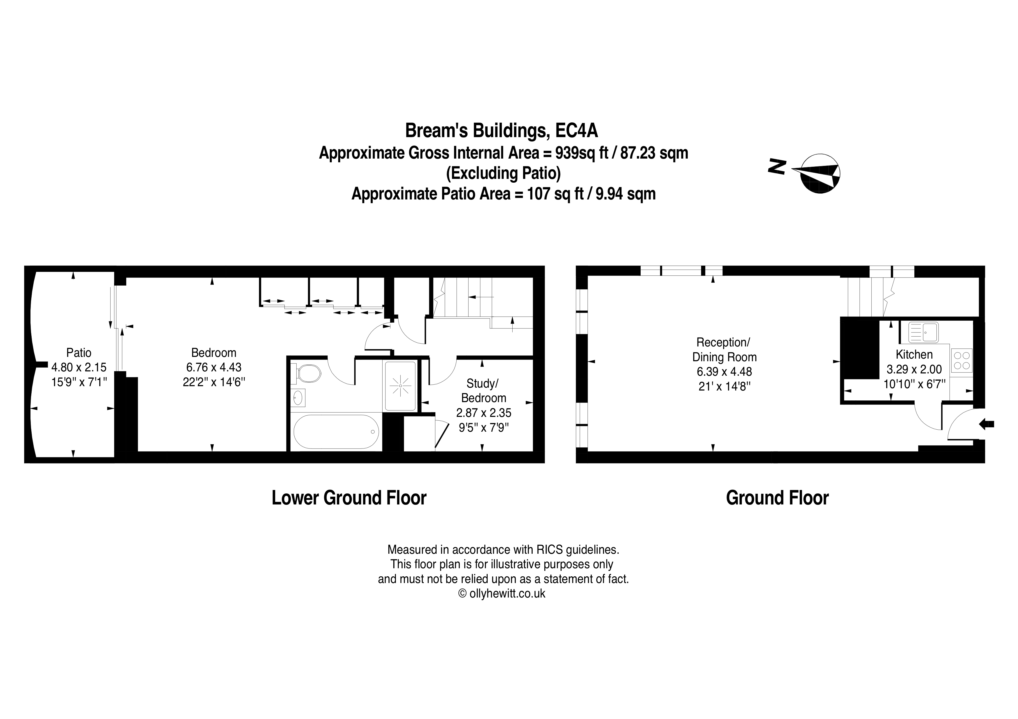Flat 2A, 11-13, Bream's Buildings, London floorplan