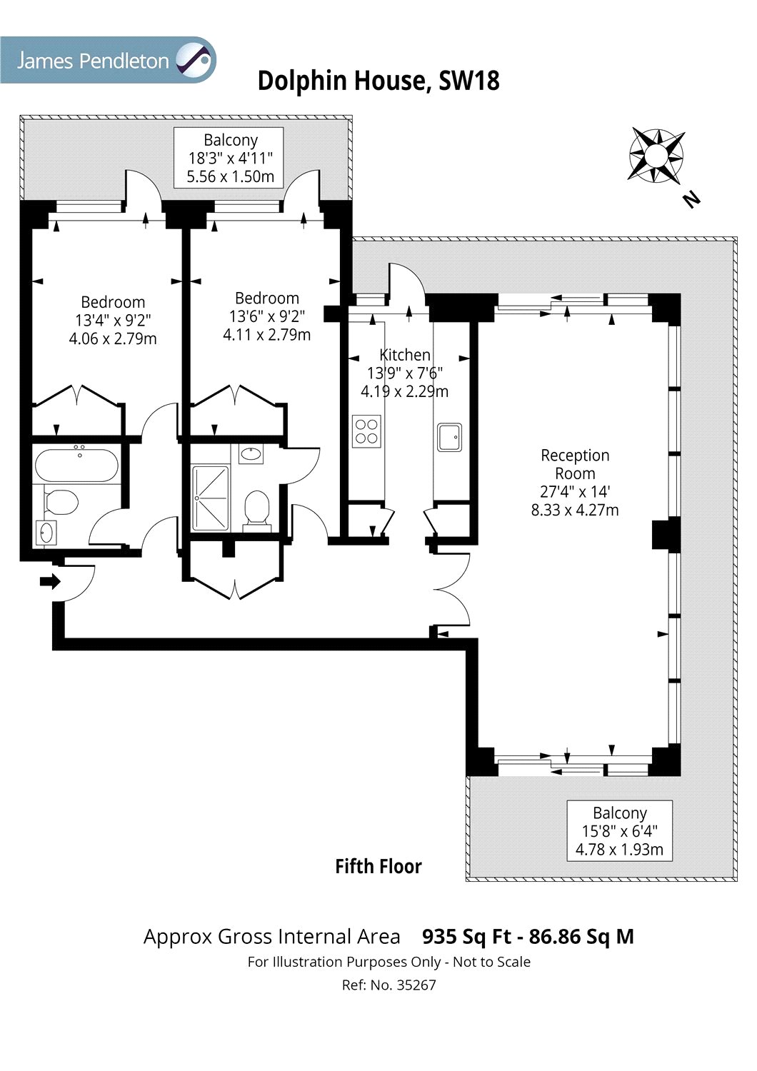 2 Bedrooms Flat to rent in Dolphin House, Smugglers Way, London SW18