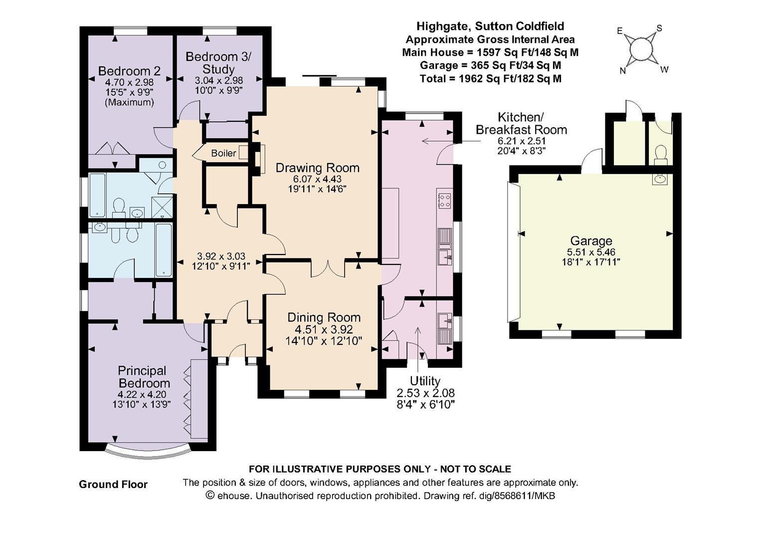 Highgate, Streetly, Sutton Coldfield B74, 3 bedroom detached bungalow