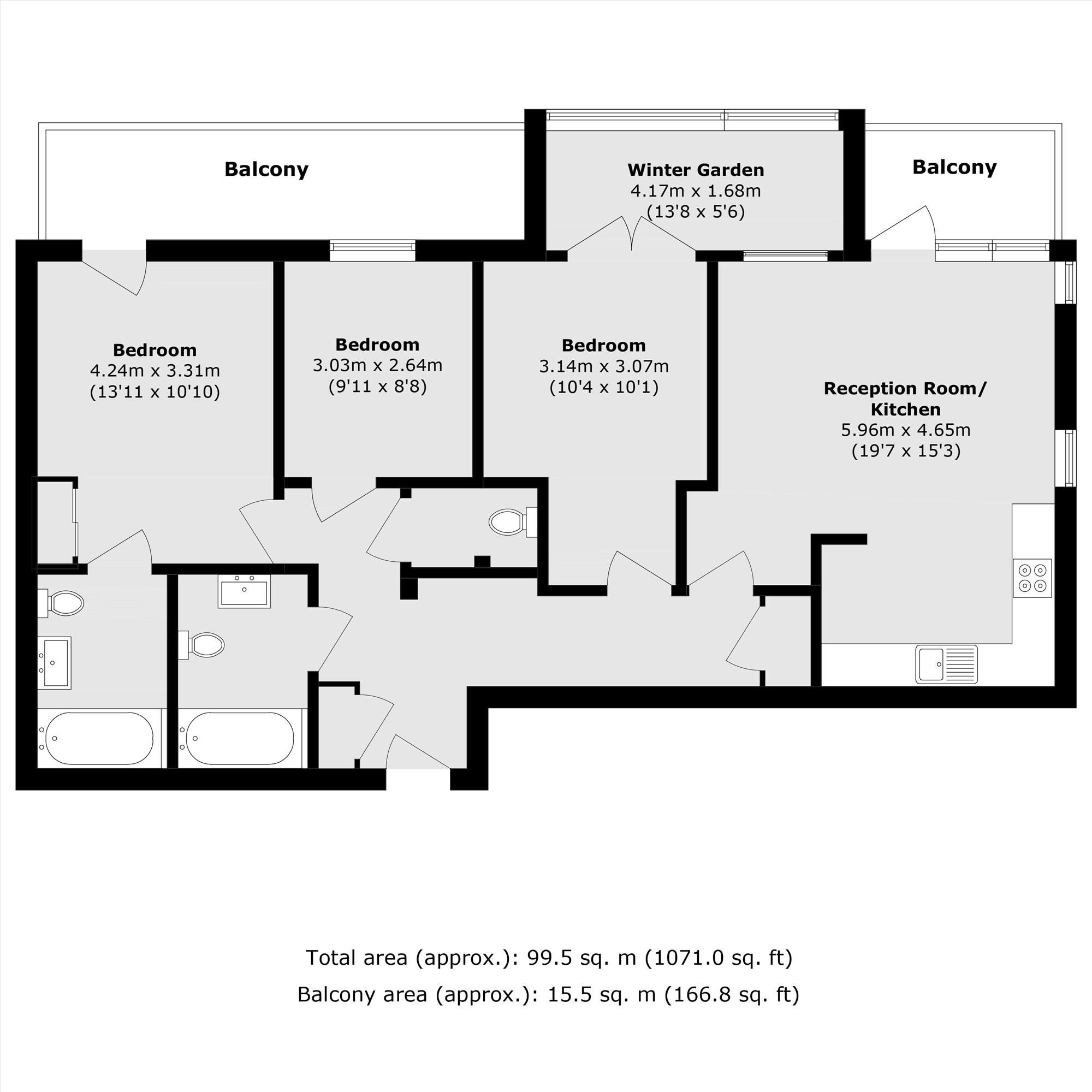 Flat 13, Melrose Court, 2A, Melrose Avenue, Mitcham floorplan