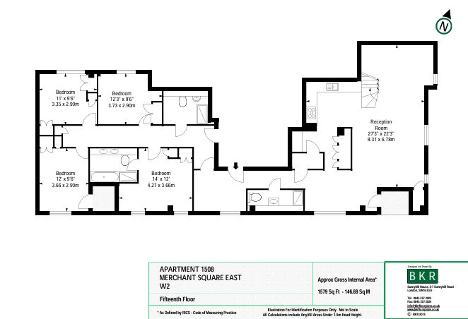 1508, 4b, Merchant Square, London floorplan