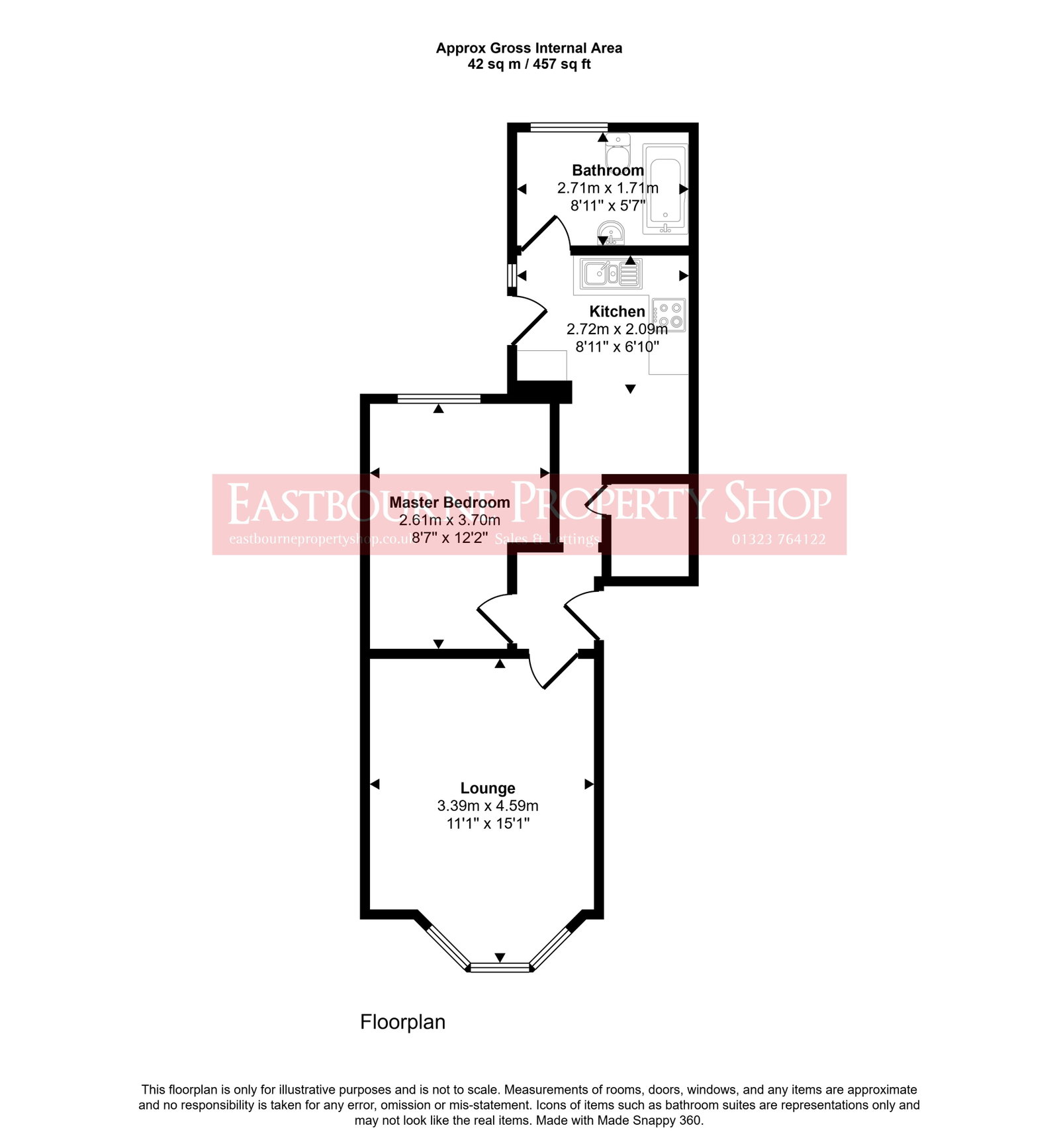 Flat 1, 38, Langney Road, Eastbourne floorplan
