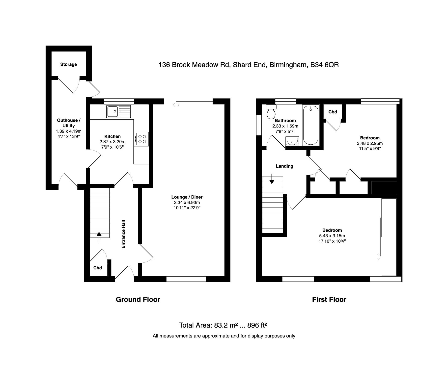 Brook Meadow Road, Birmingham B34, 2 bedroom terraced house for sale
