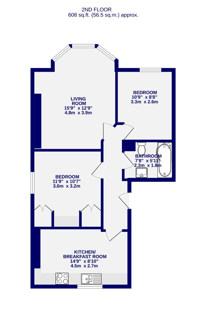 Flat 2, 13, Wenlock Terrace, York floorplan