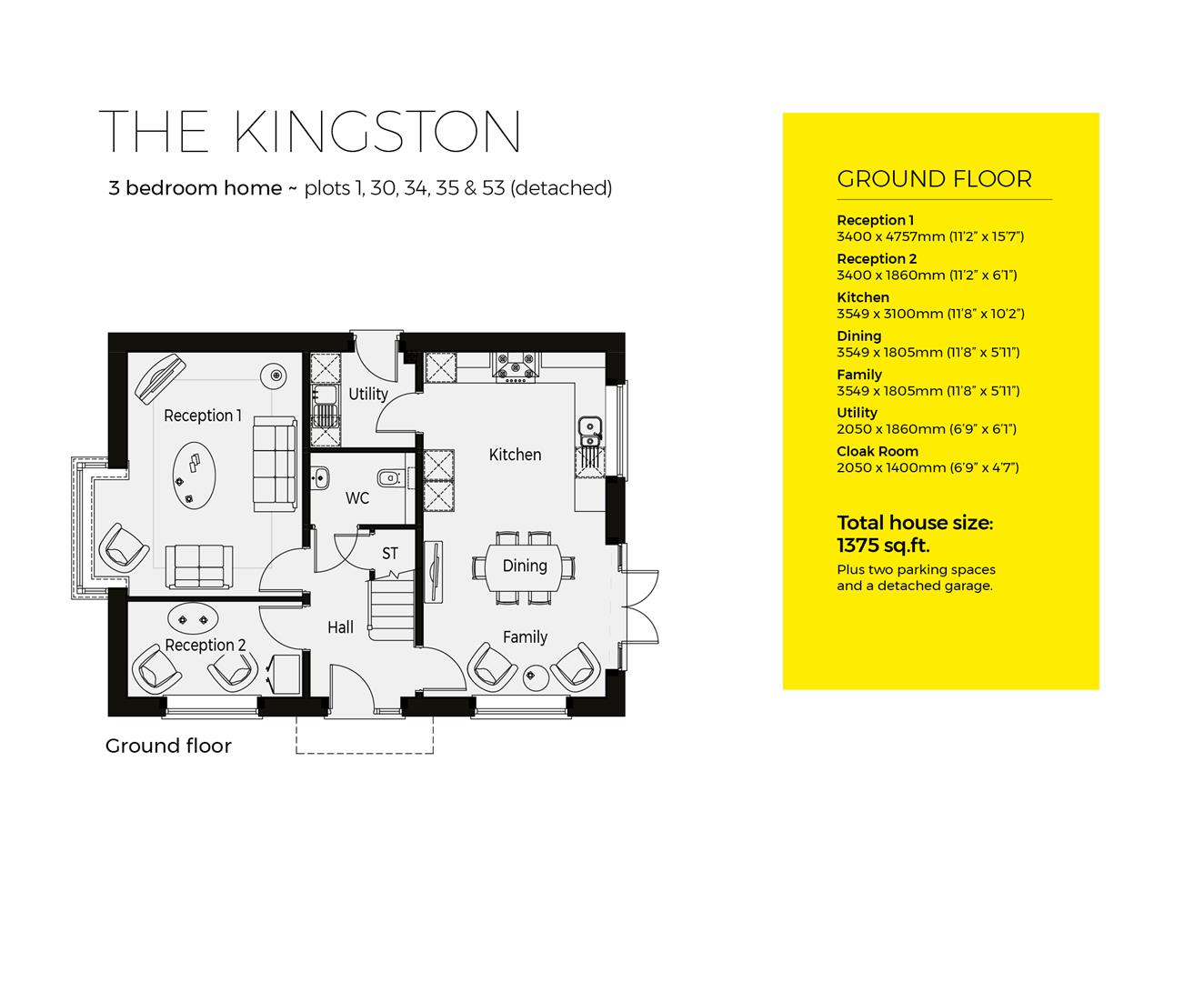 Plot 34, The Kingston, Cygnets Rest, Drakes Broughton floorplan
