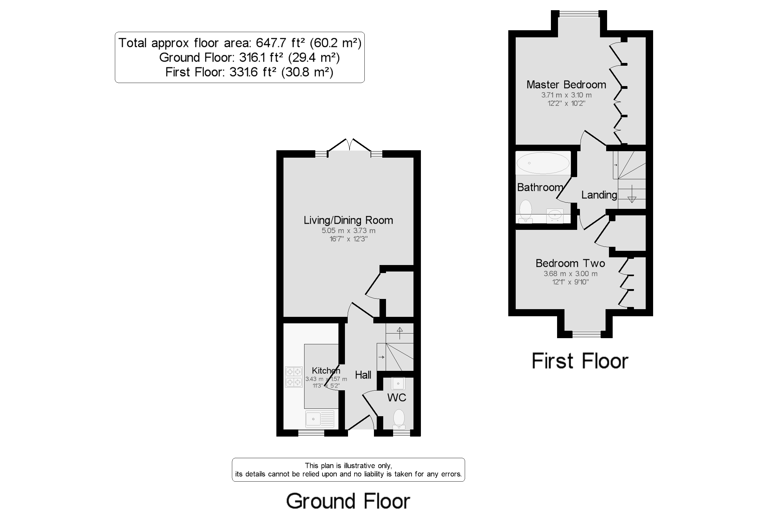 59 Chertsey Road, Byfleet, Surrey KT14, 2 bedroom terraced house for