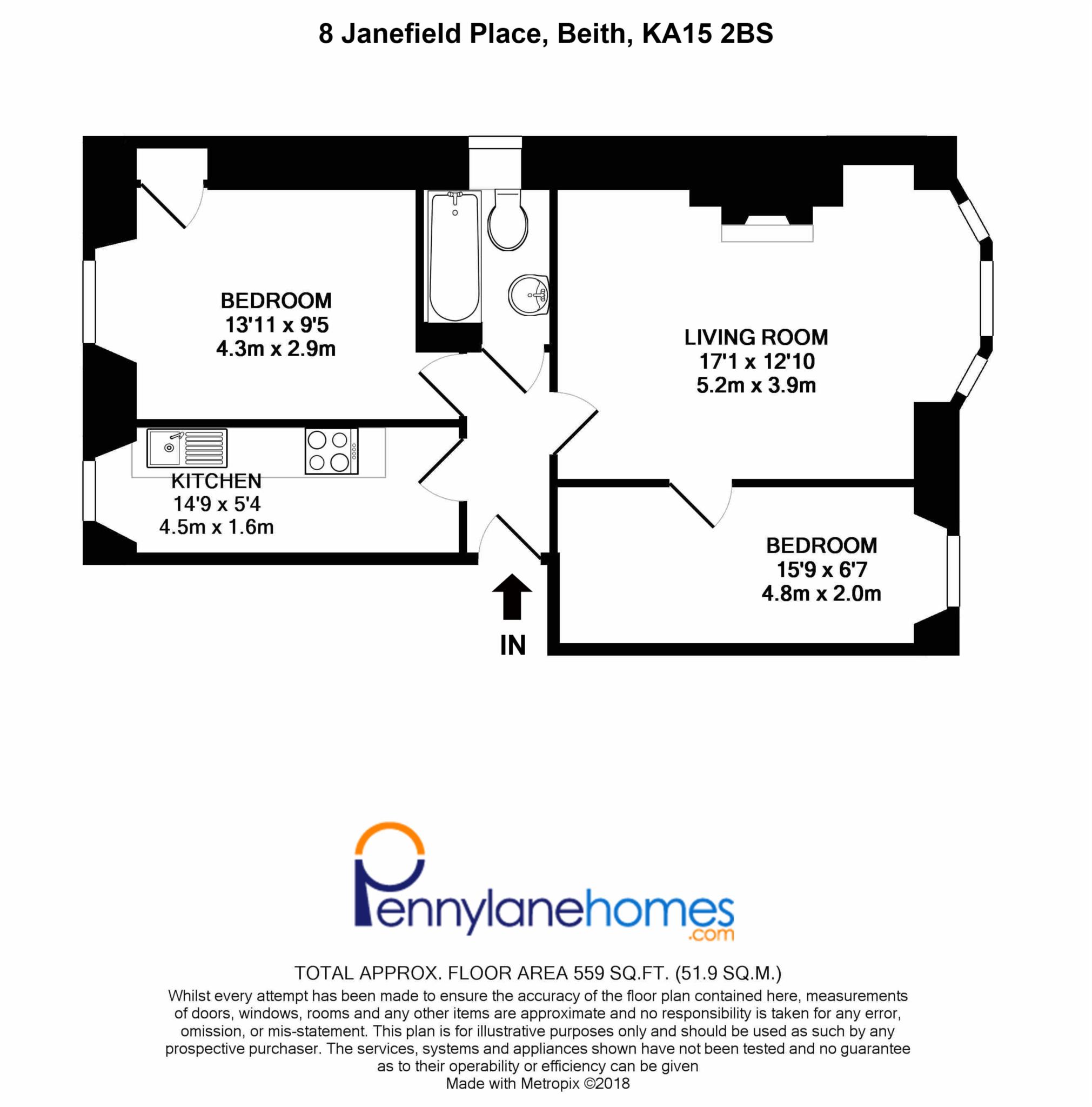 2 Bedrooms Flat for sale in Janefield Place, Beith KA15