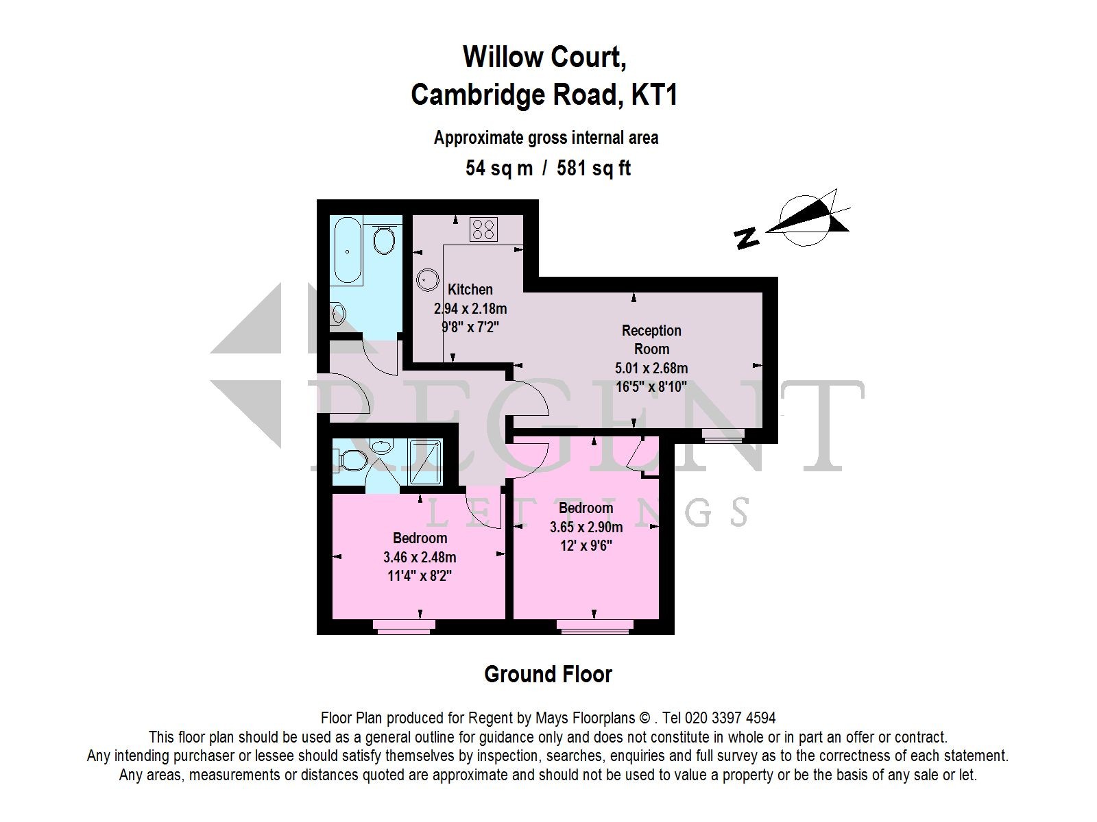 2 Bedrooms Flat to rent in Willow Court, Cambridge Road KT1