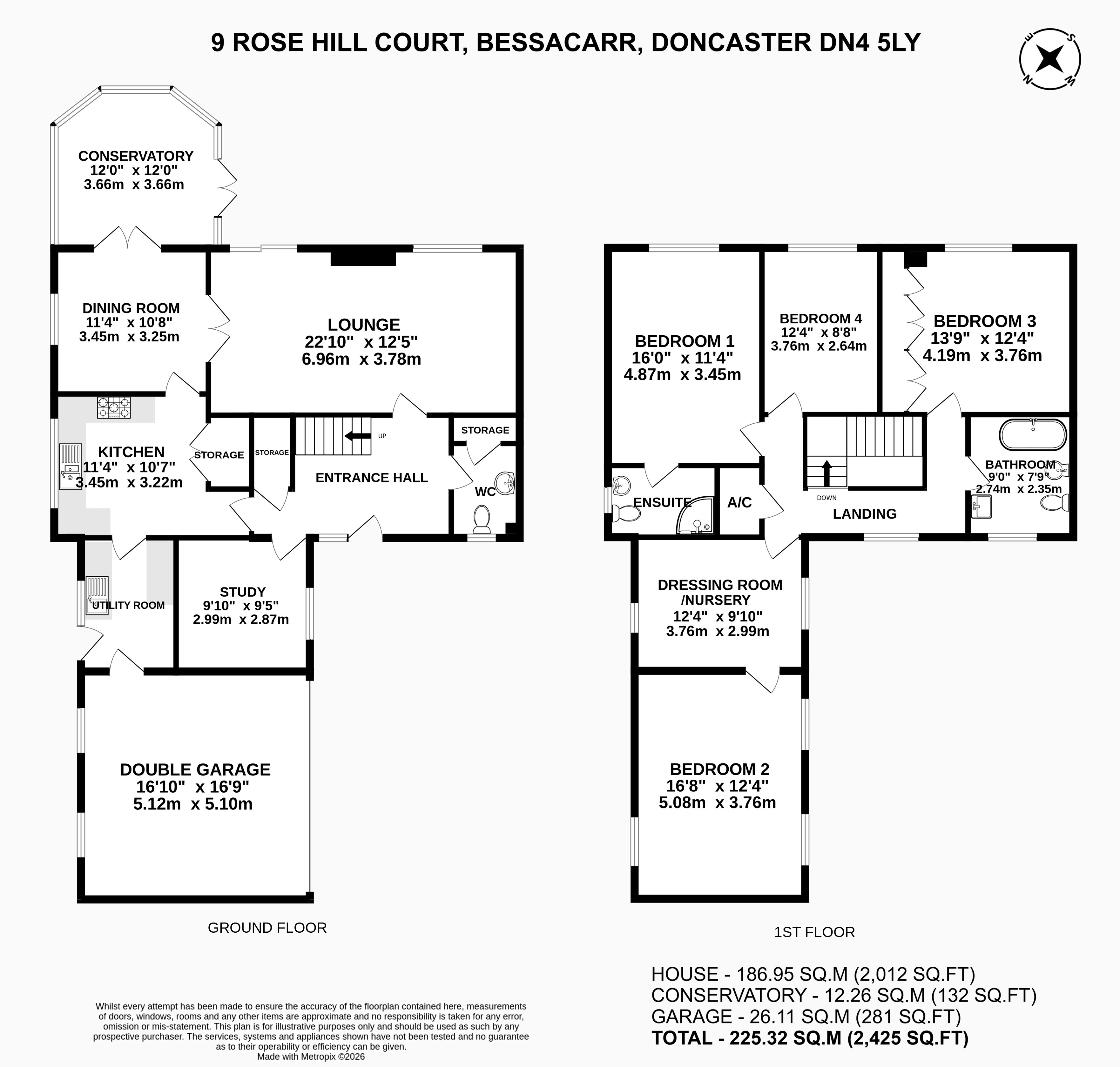9, Rose Hill Court, Doncaster floorplan