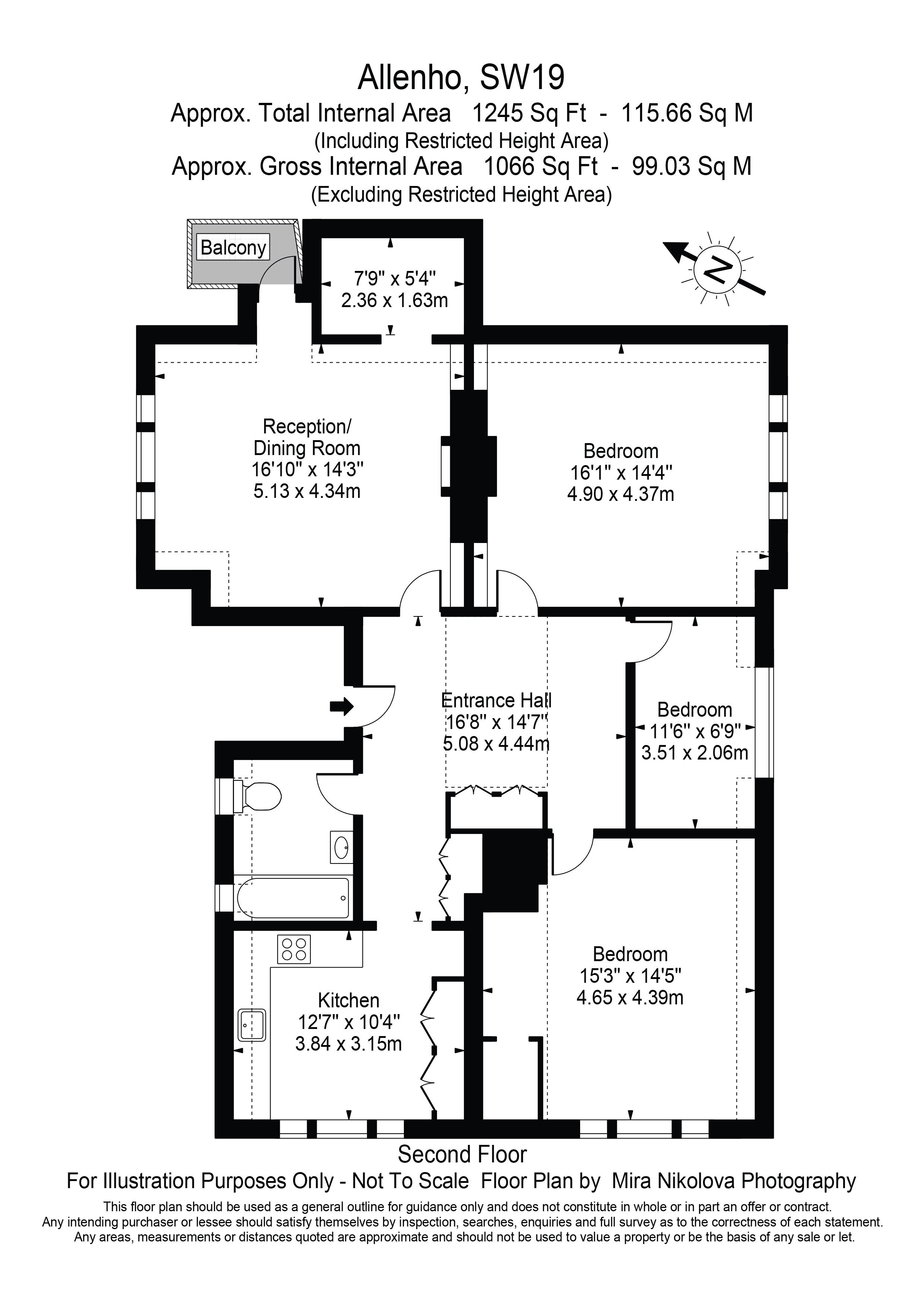 2nd Floor Allenho, 11, Berkeley Place, Wimbledon Village floorplan