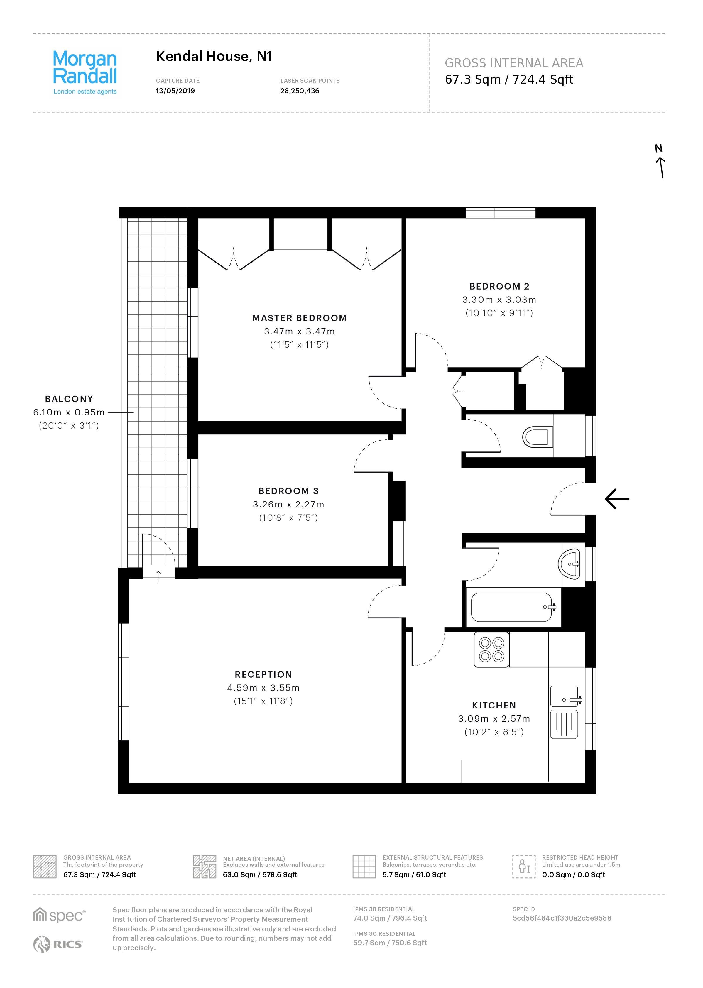 3 Bedrooms Flat to rent in Collier Street, Islington N1