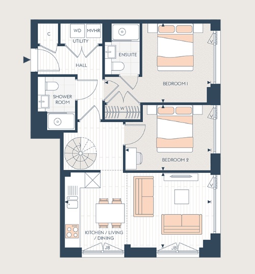 Plot 306 (Apartment 803) Cardigan Wharf, Glasswater Locks, Birmingham floorplan