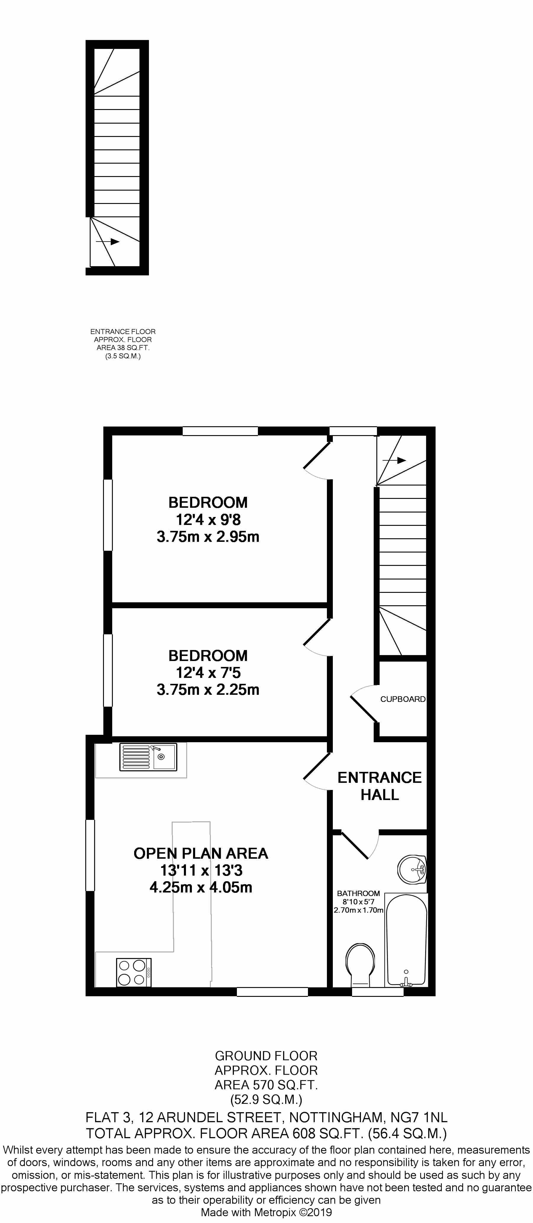 Flat 3, 12, Arundel street, Nottingham floorplan