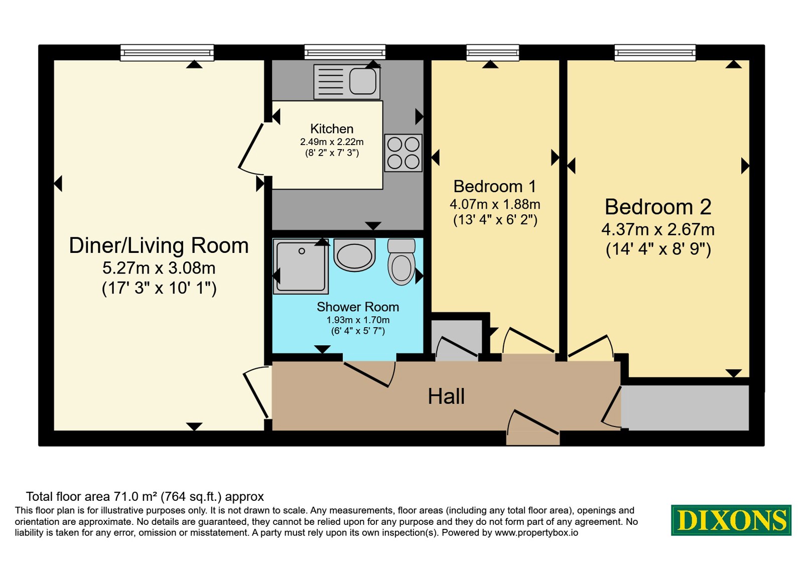 Flat 308 Grosvenor Court, 58, The Green, West Midlands floorplan