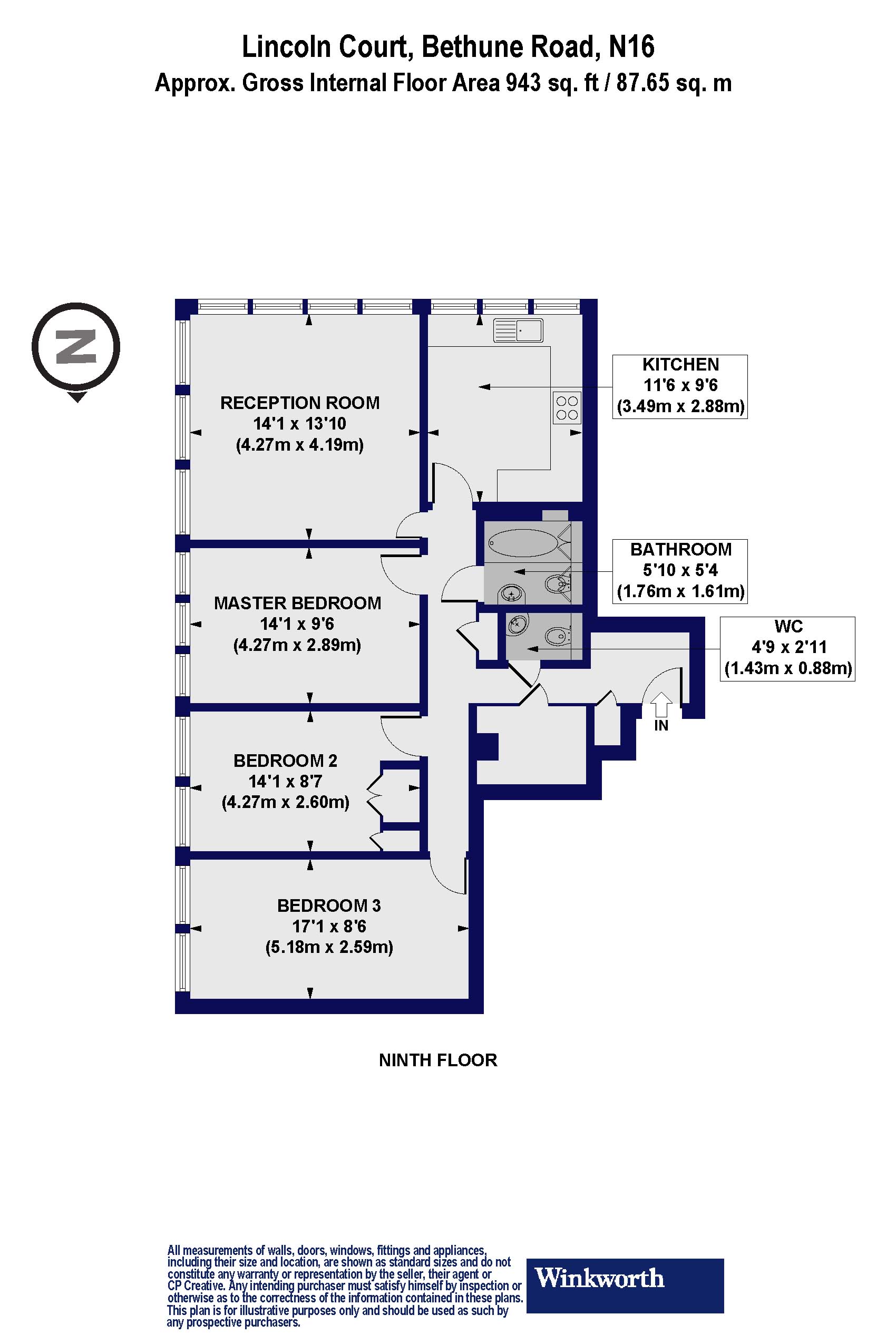 Flat 99, Lincoln Court,, Bethune Road, London floorplan