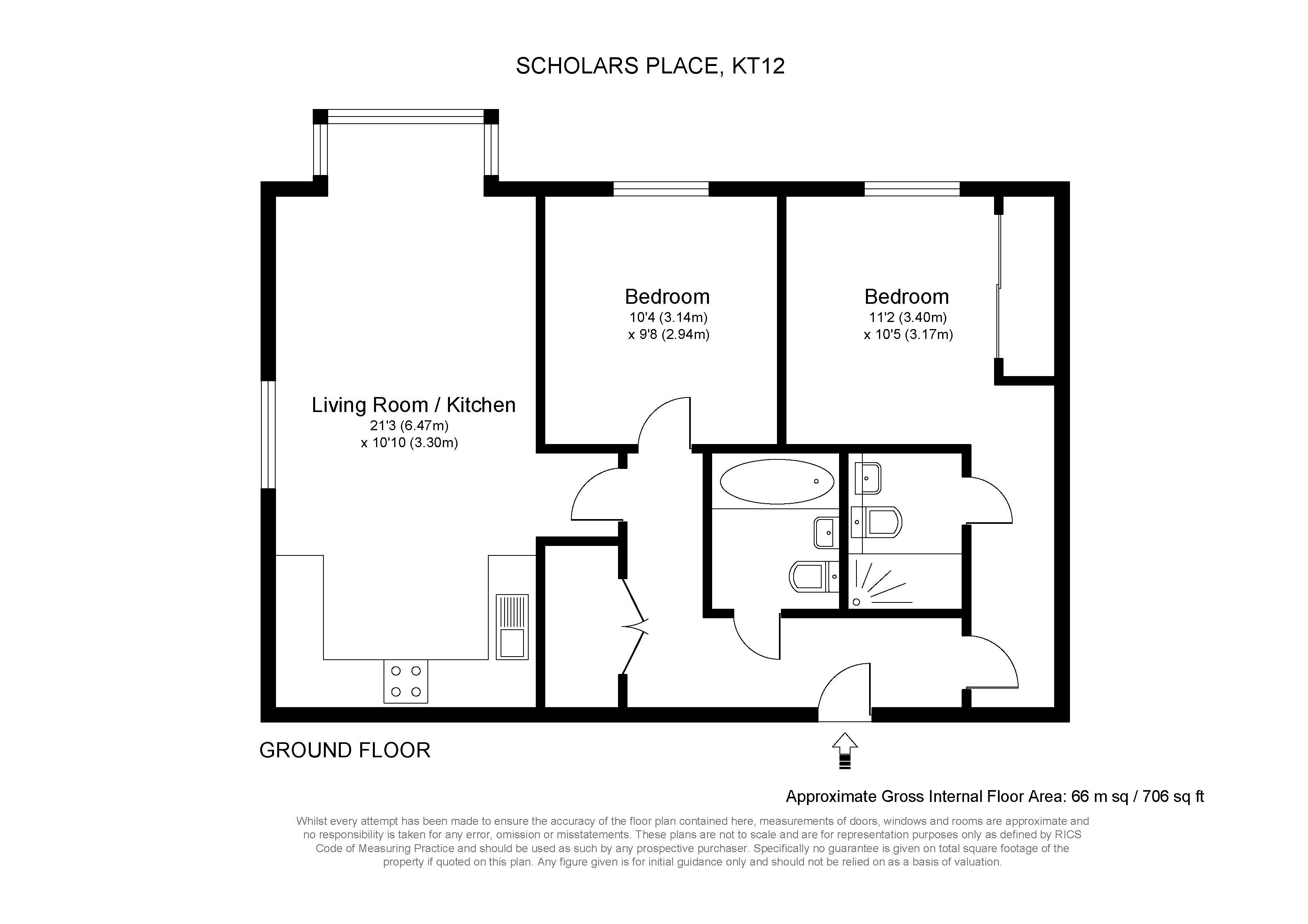 26, Scholars Place, Walton-On-Thames floorplan