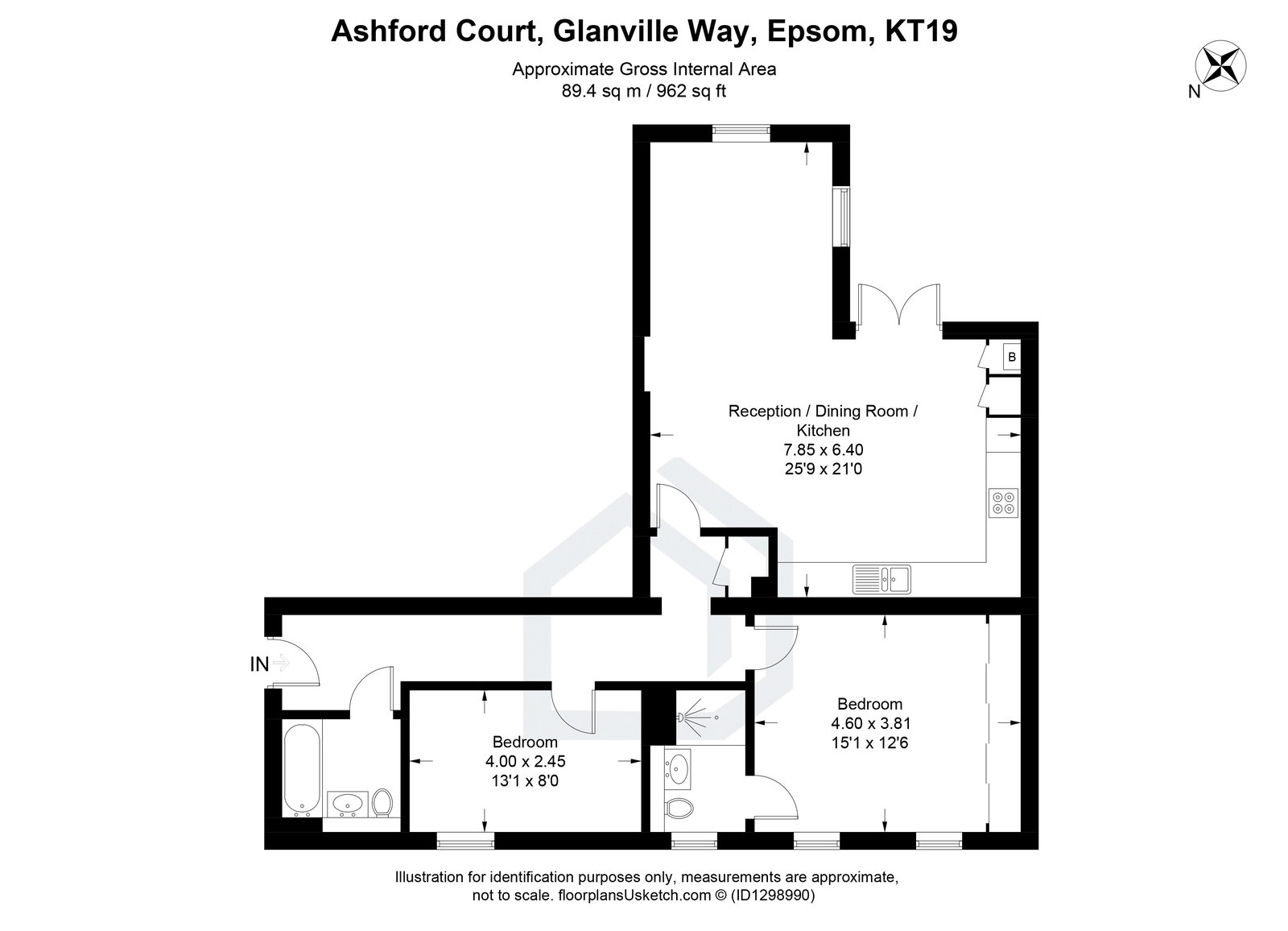 Ashford Court,9, Glanville Way, Epsom floorplan