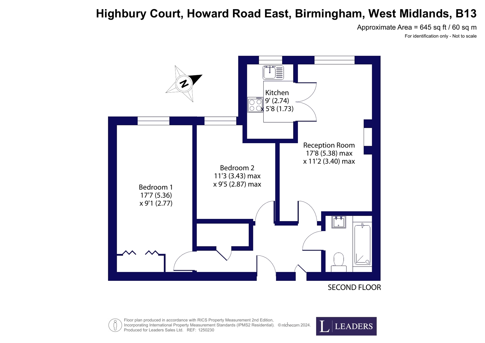 Flat 50, Highbury Court, 15, Howard Road East, Birmingham floorplan