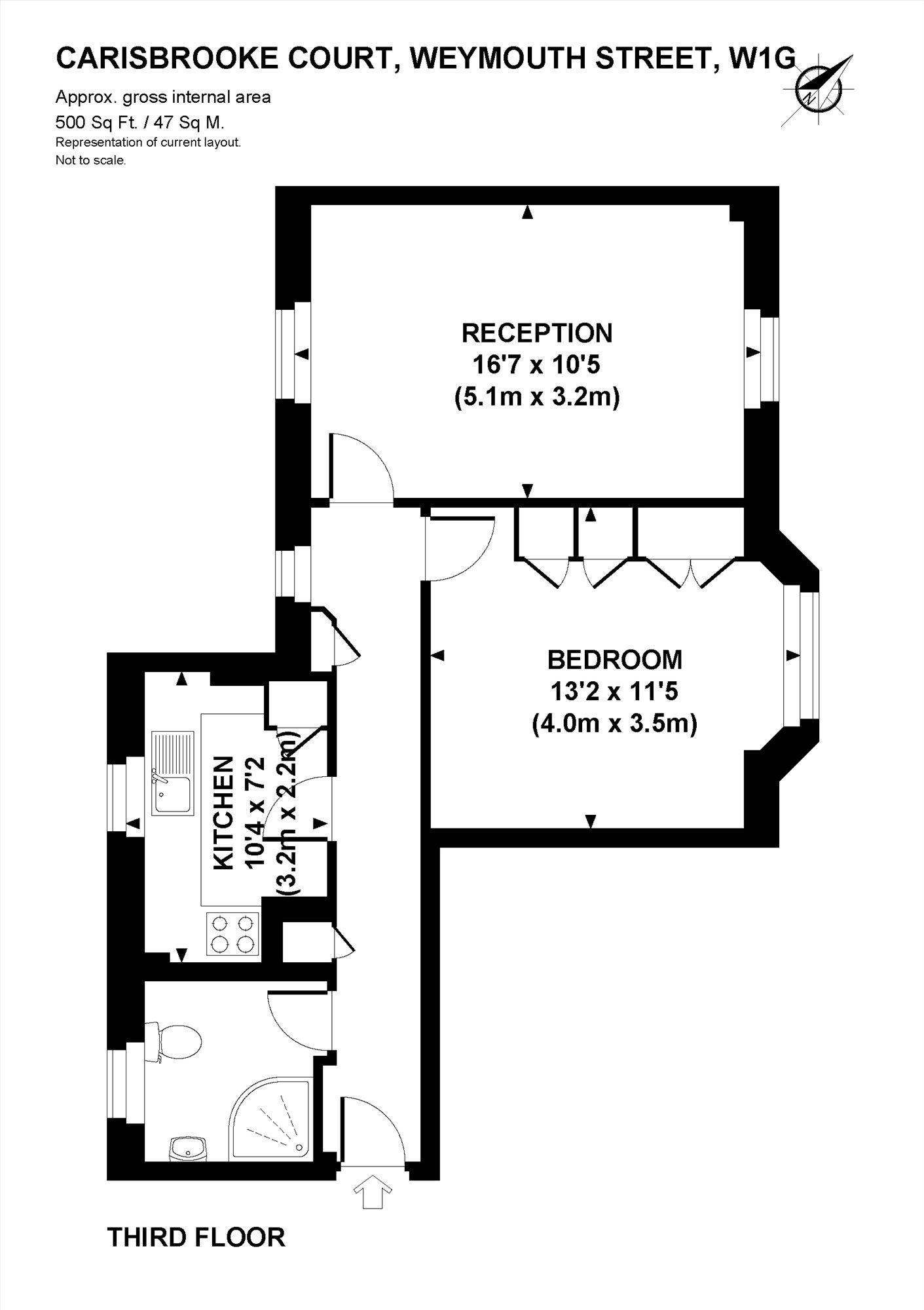 Flat 9, Carisbrooke Court, Weymouth Street, London floorplan