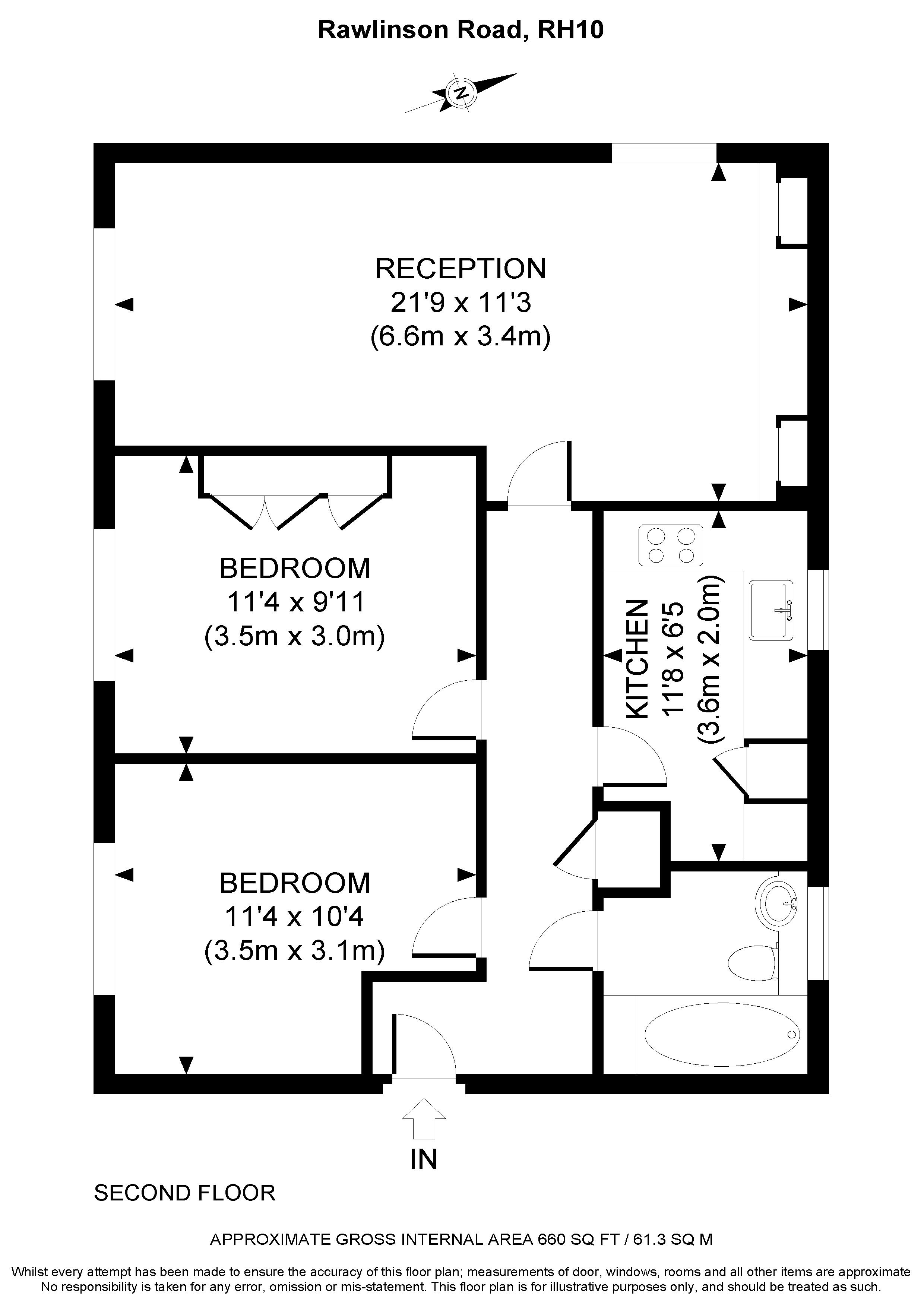 2 Bedrooms Flat for sale in Rawlinson Road, Maidenbower, Crawley RH10