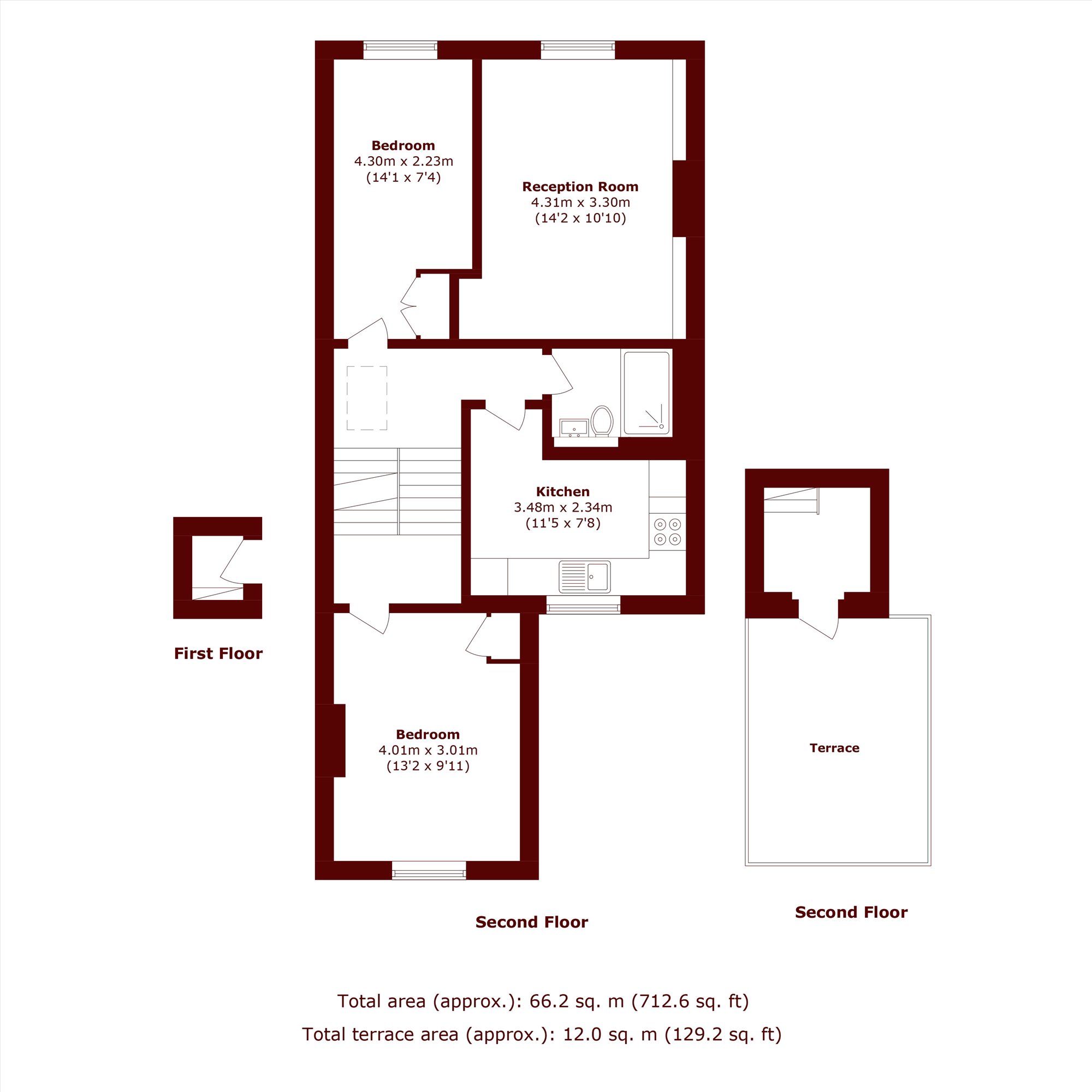 Flat D, 13, Sevington Street, London floorplan