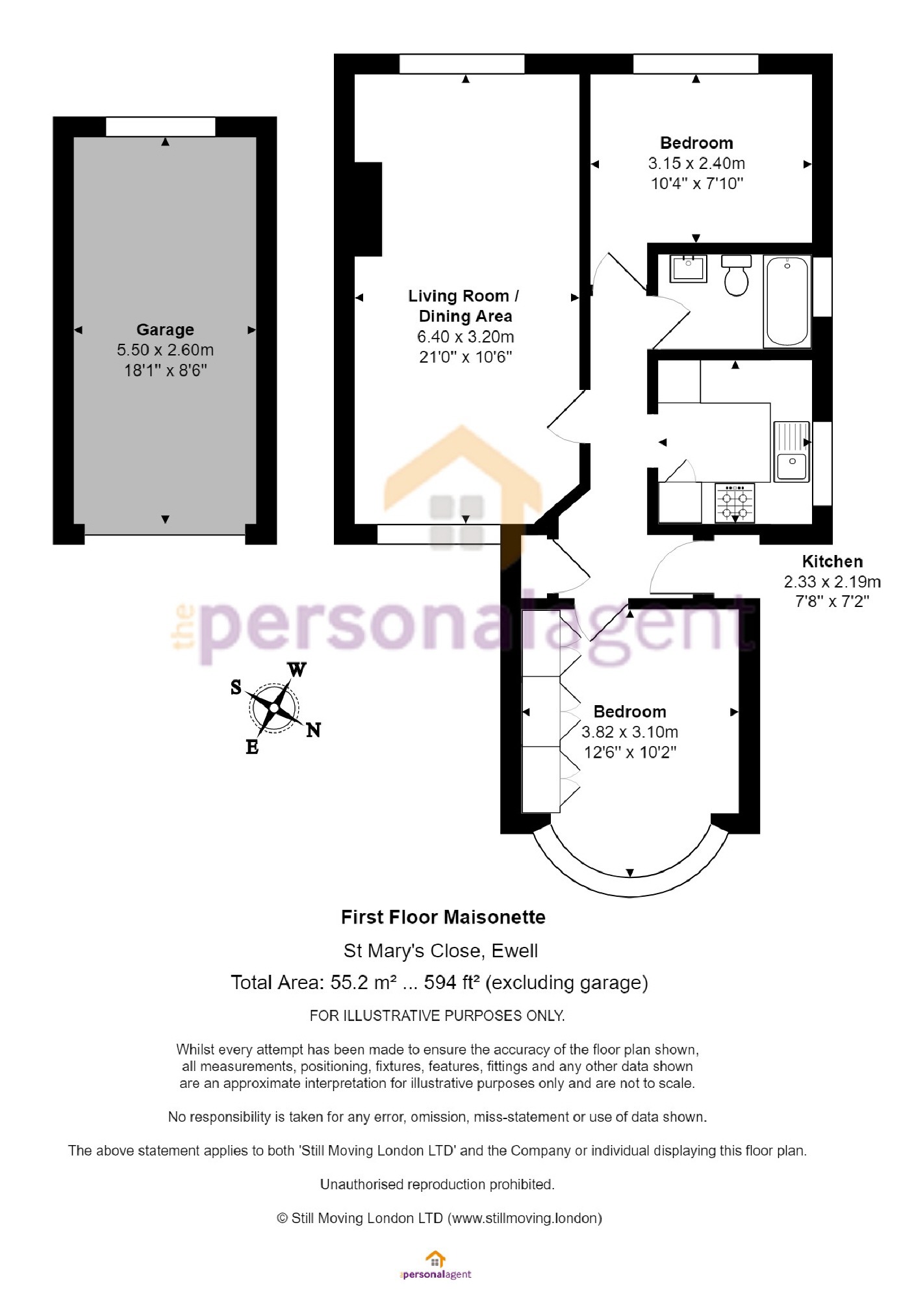 2 Bedrooms Maisonette for sale in St Marys Close, Epsom, Surrey KT17