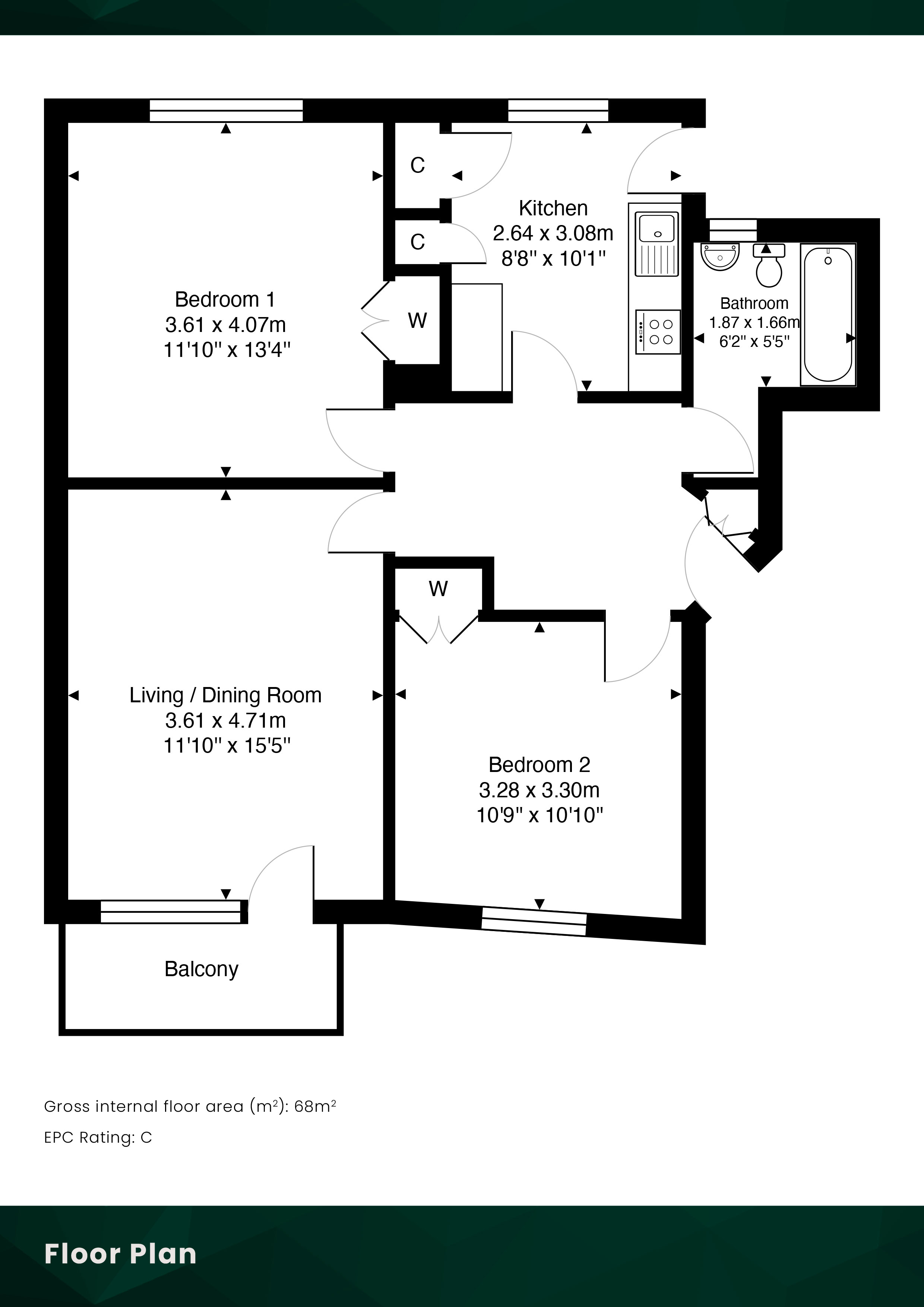 2/11 Maidencraig Court, Edinburgh, EH4 2BQ floorplan