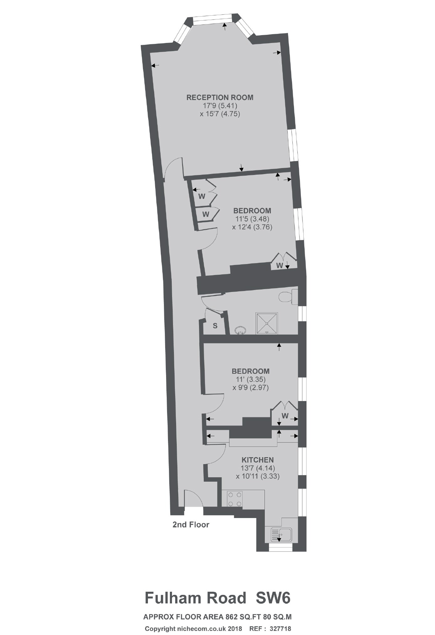 Flat 6, King Edward Mansions, 629, Fulham Road, London floorplan