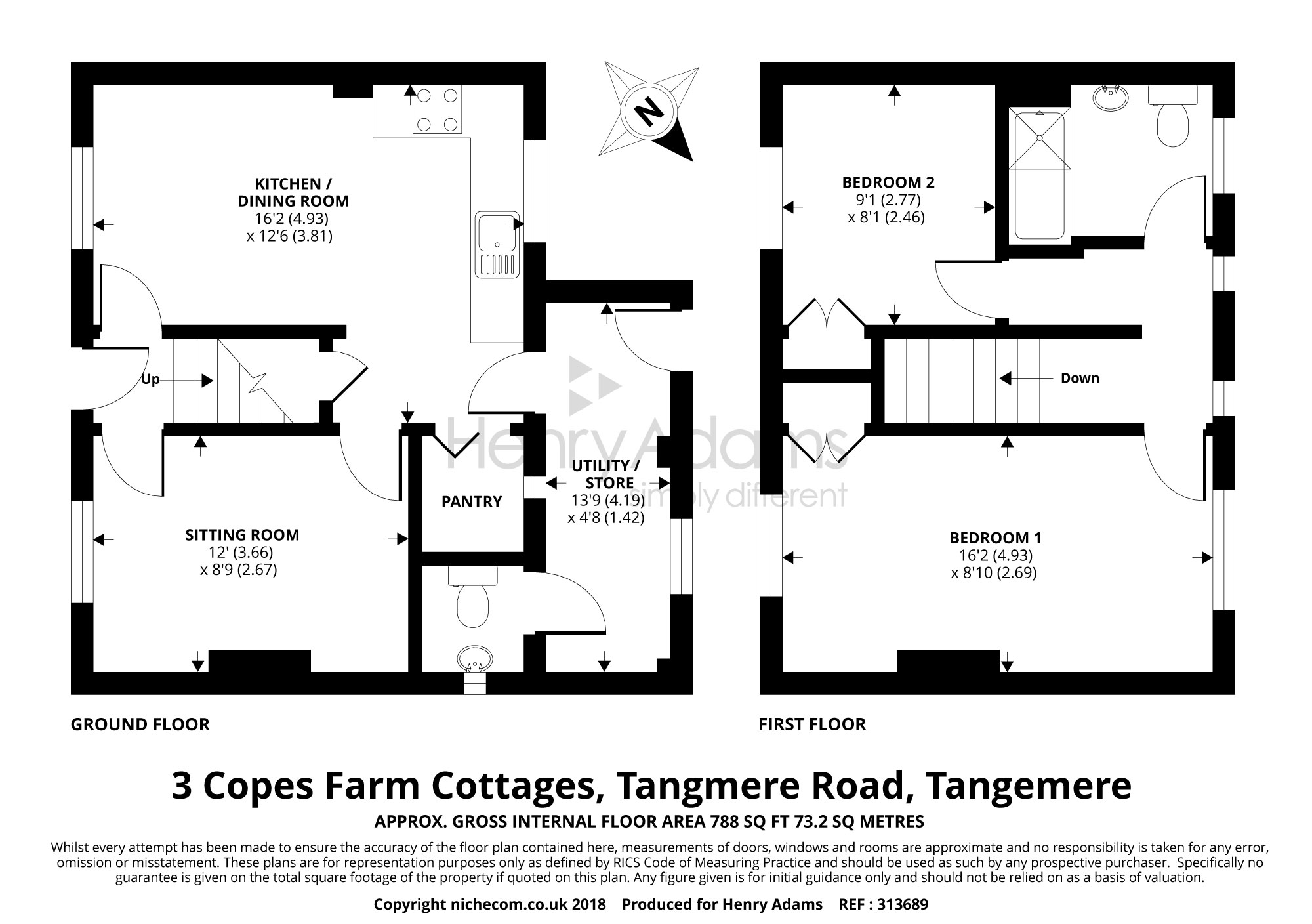 2 Bedrooms Semi-detached house for sale in Copse Farm Cottages, Tangmere Road, Tangmere, Nr Chichester PO20