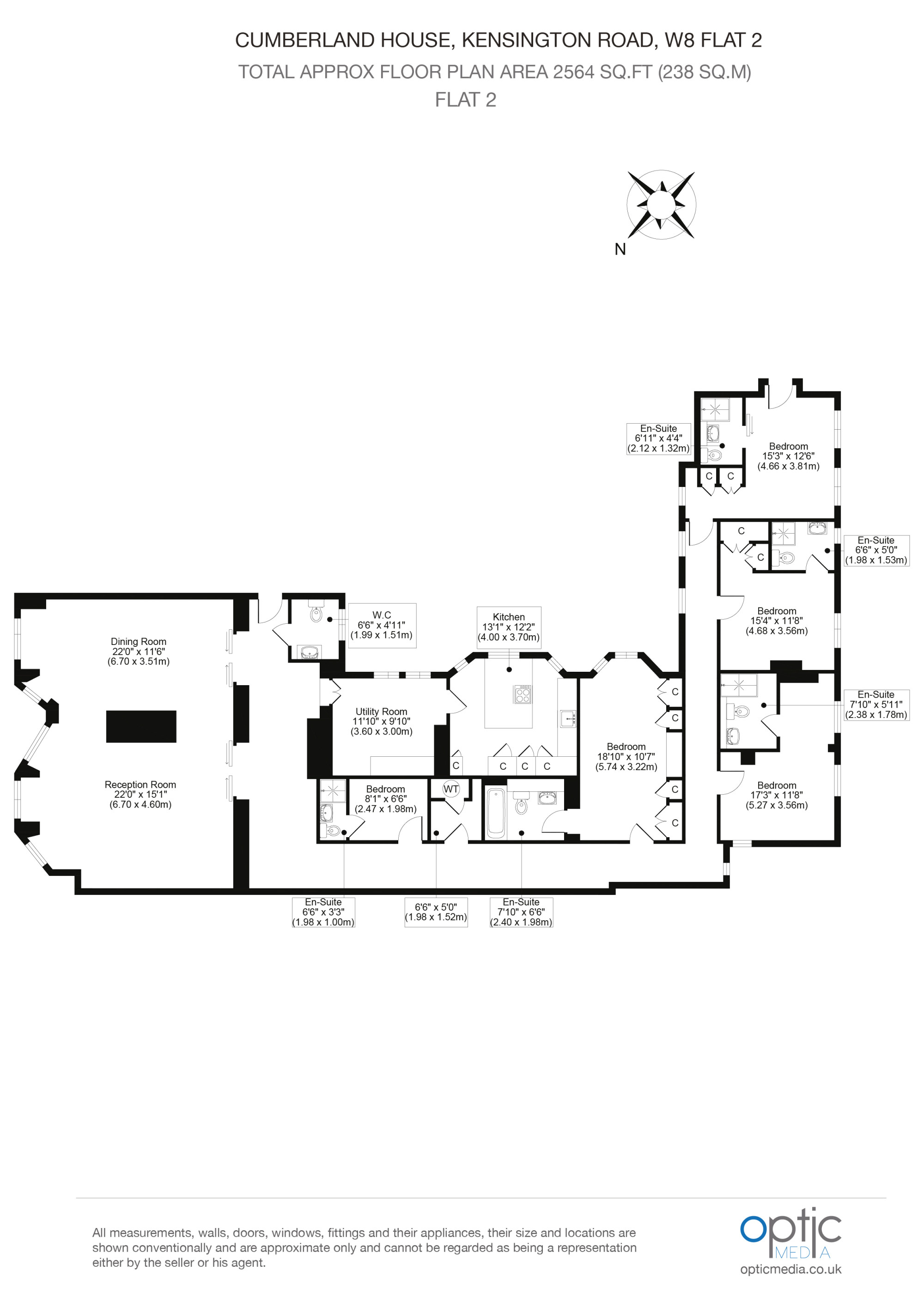Flat 2, Cumberland House, London floorplan