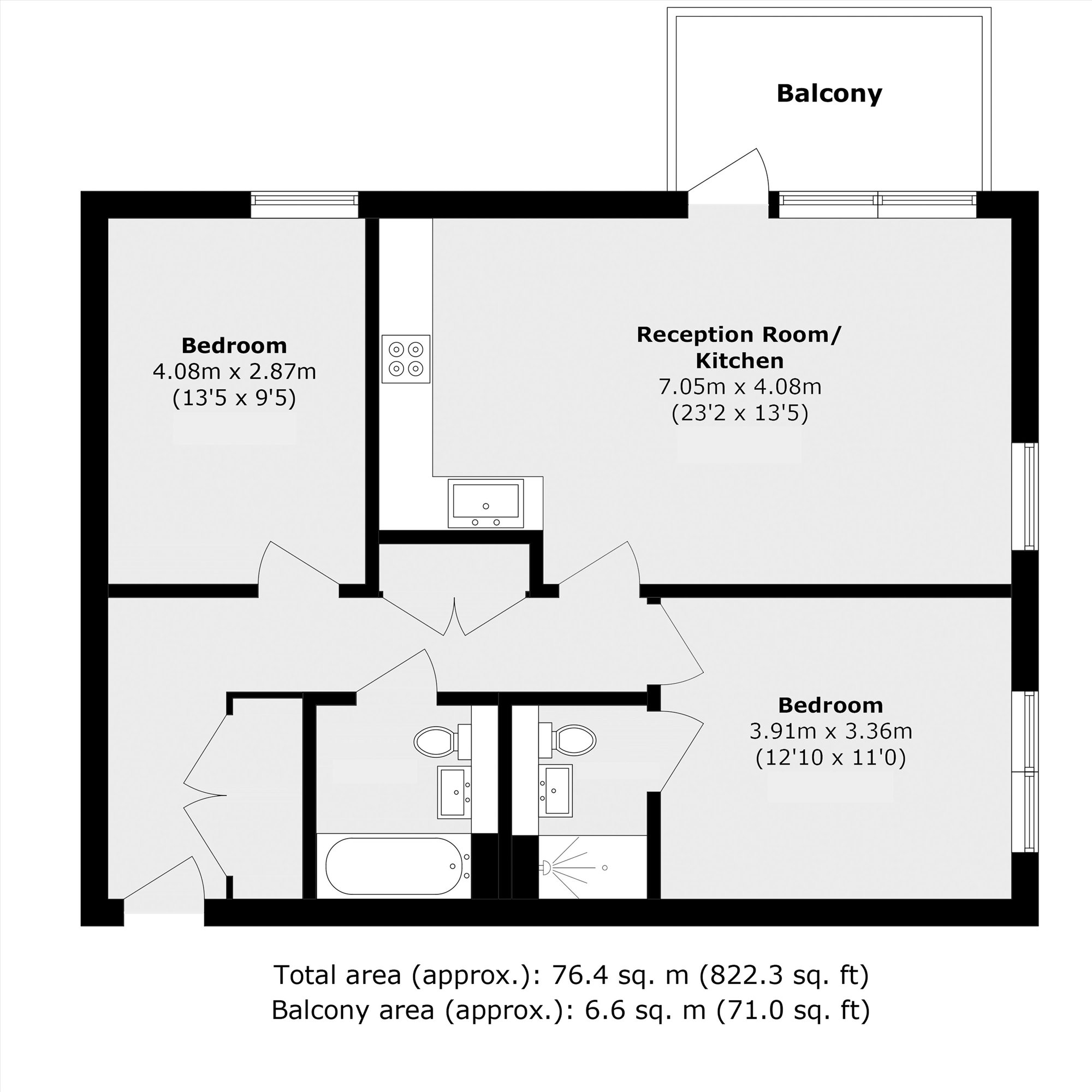 Flat 37 Yarrow Apartments, 82, Bittacy Hill, London floorplan