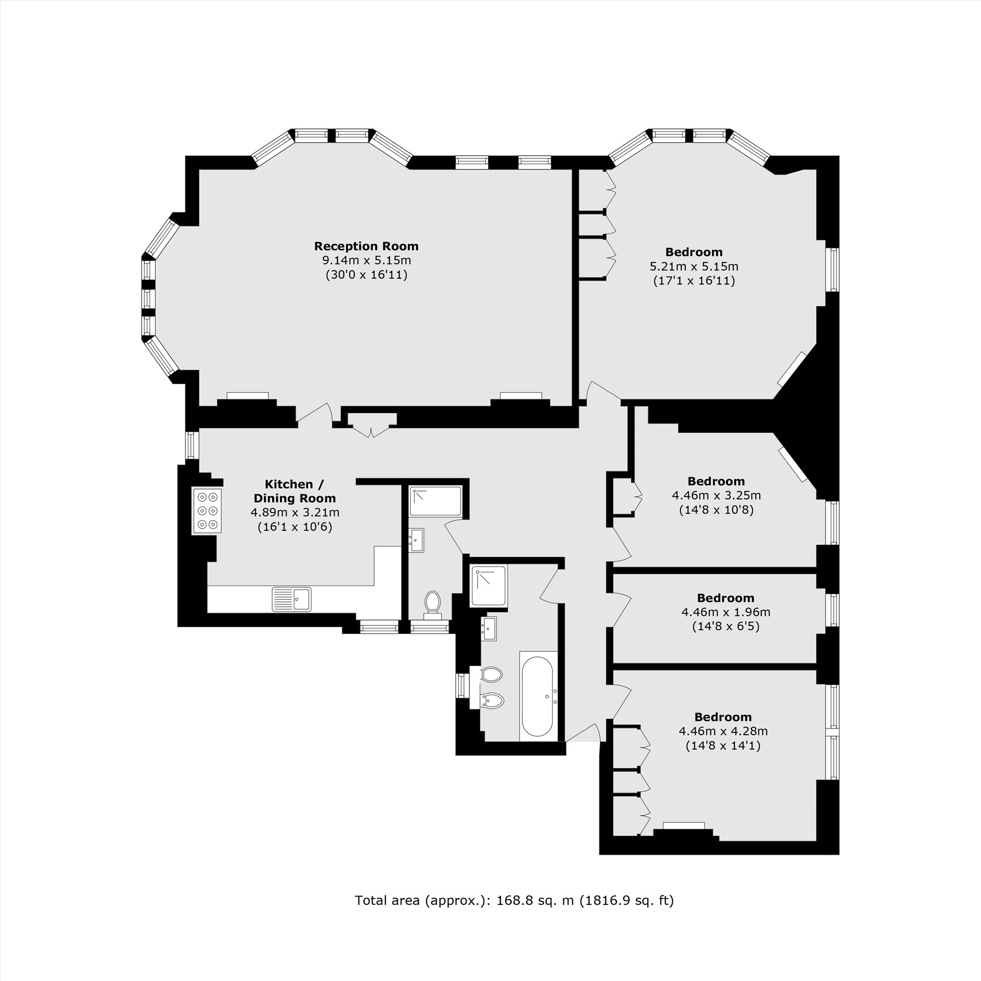 Flat 23, Burnham Court, Moscow Road, London floorplan