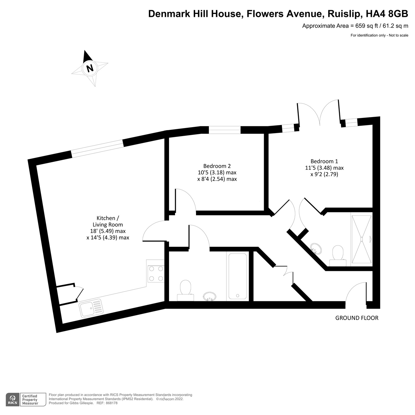 Denmark Hill House, Flowers Avenue, Ruislip, Middlesex HA4, 2 bedroom